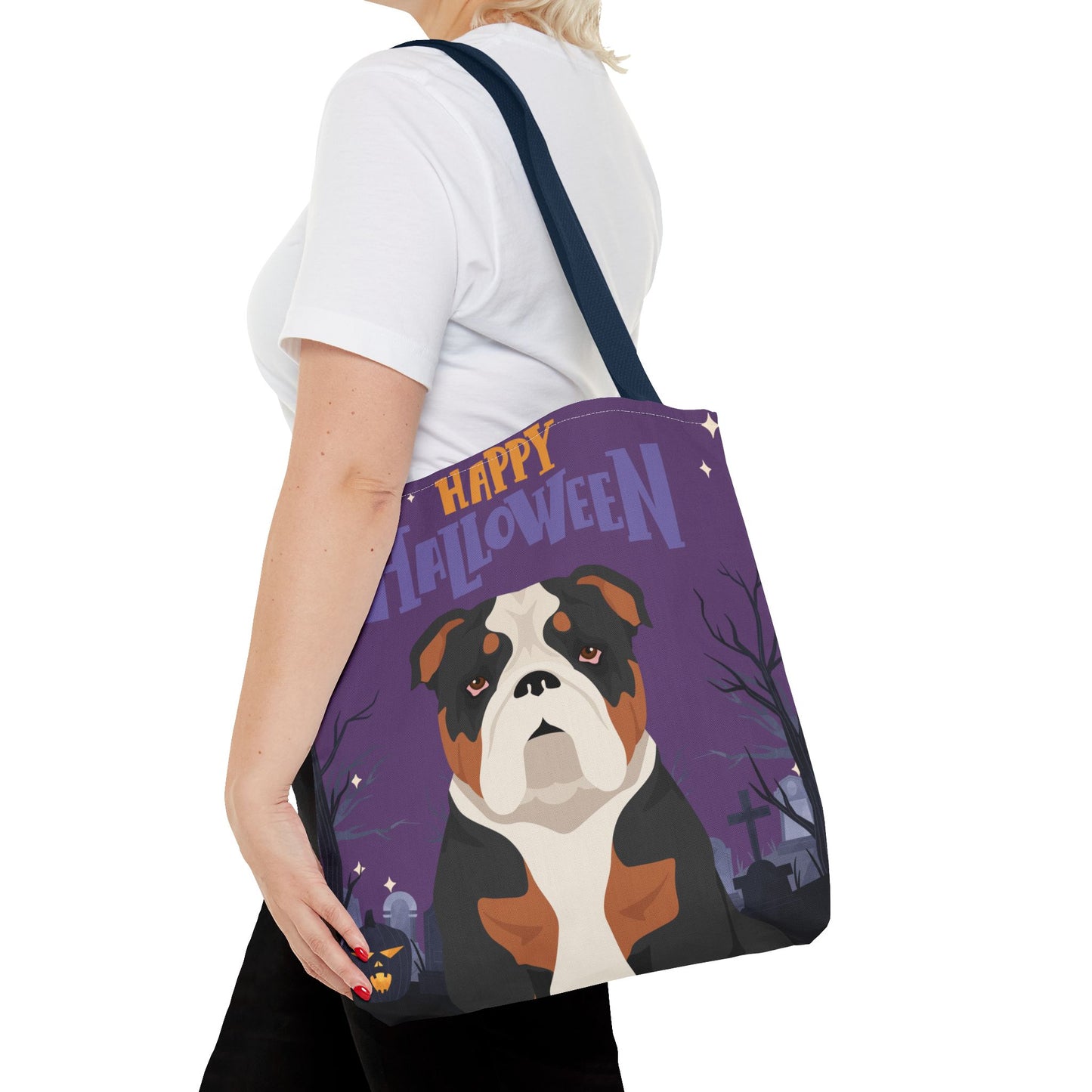 Bulldog Dog Happy Halloween Tote Bag 16x16