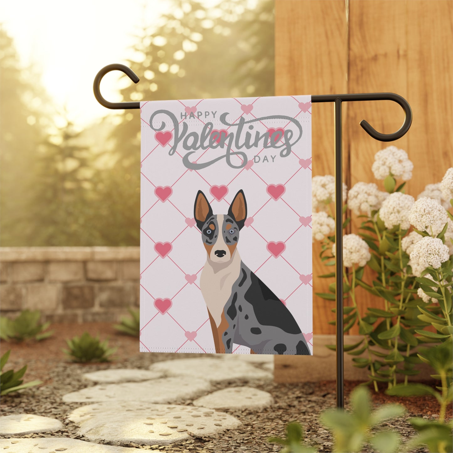 Australian Koolie Dog Valentines Day Garden Flag