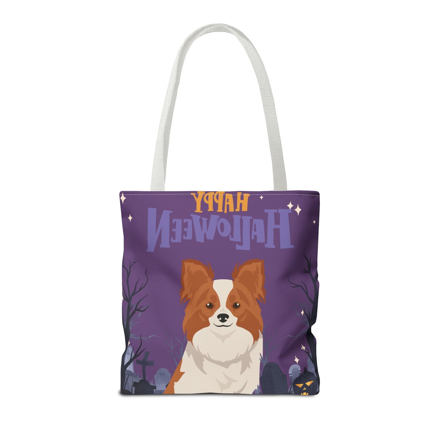 Papillon Dog Happy Halloween Tote Bag 16x16