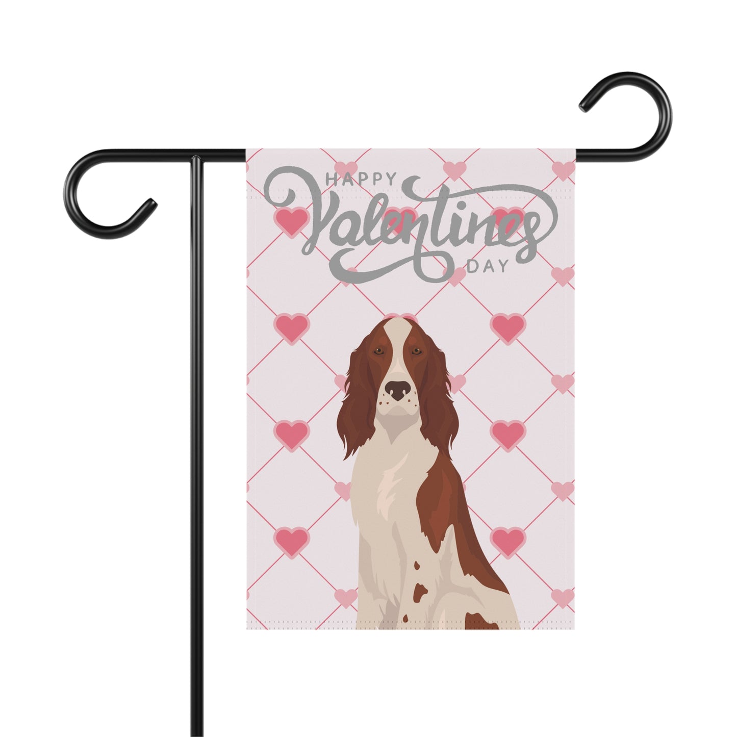 Irish Red and White Setter Dog Valentines Day Garden Flag
