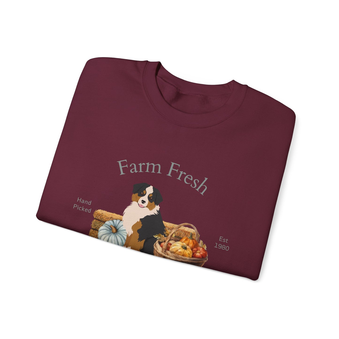 Miniature American Shepherd Dog Fall Farm Fresh Unisex Heavy Blend Crewneck Sweatshirt