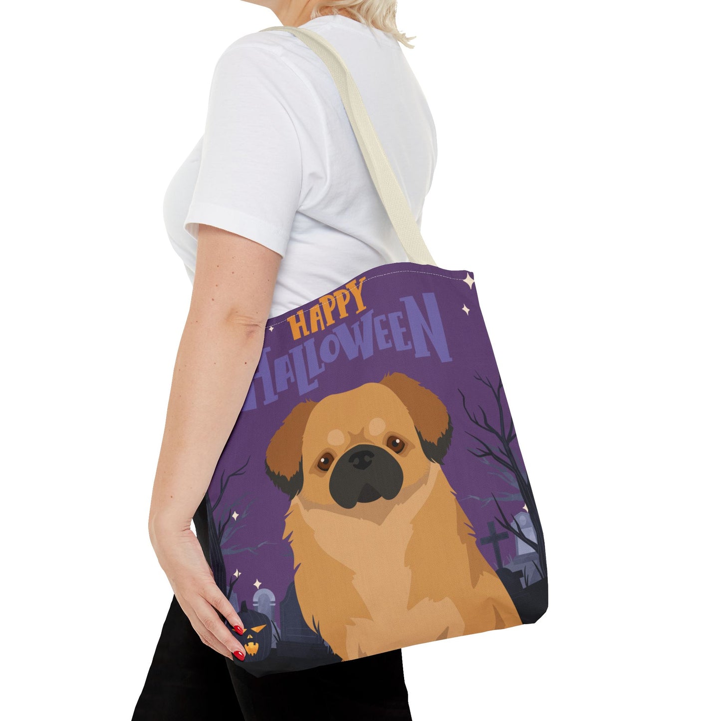 Tibetan Spaniel Dog Happy Halloween Tote Bag 16x16