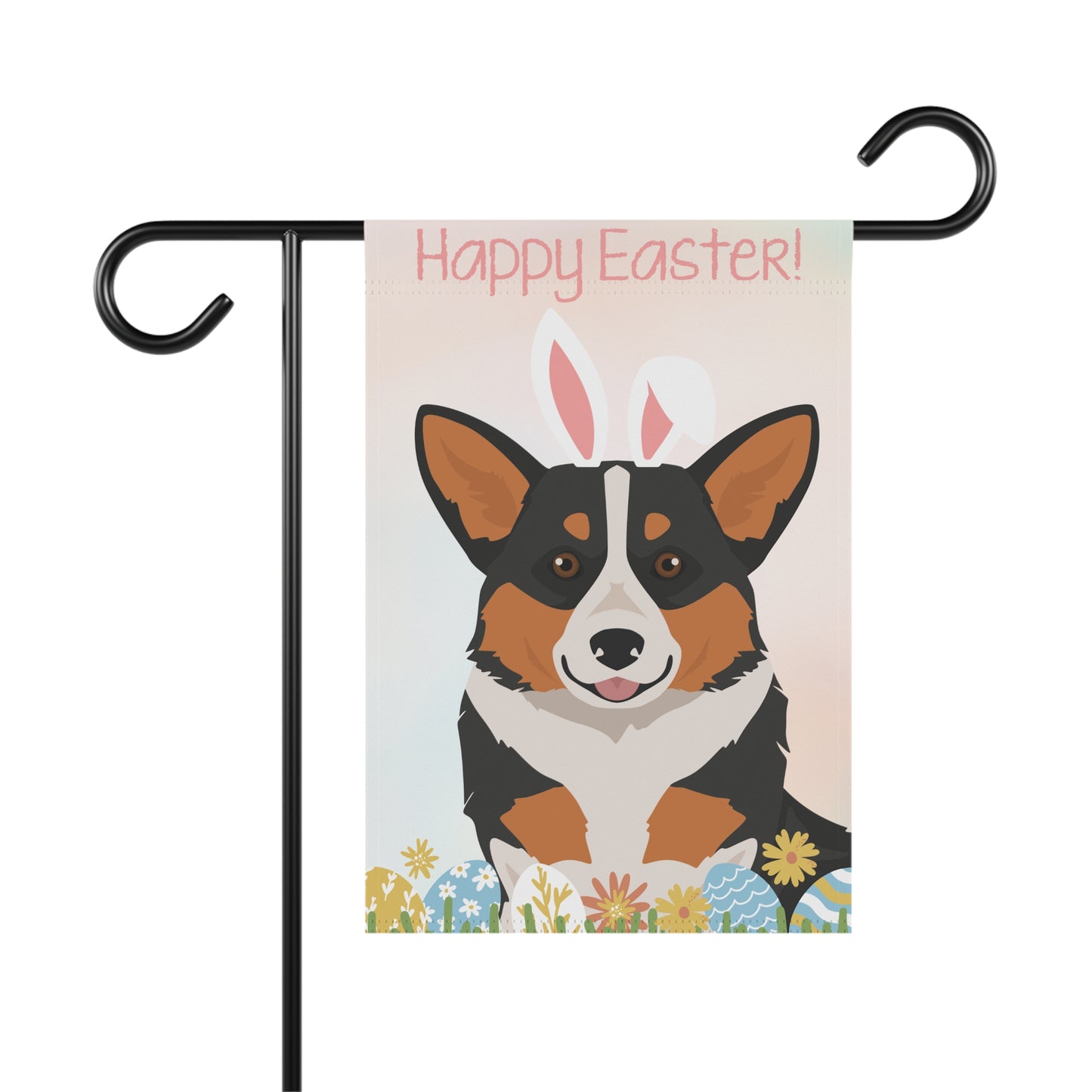 Pembroke Welsh Corgi Dog Happy Easter Garden Flag