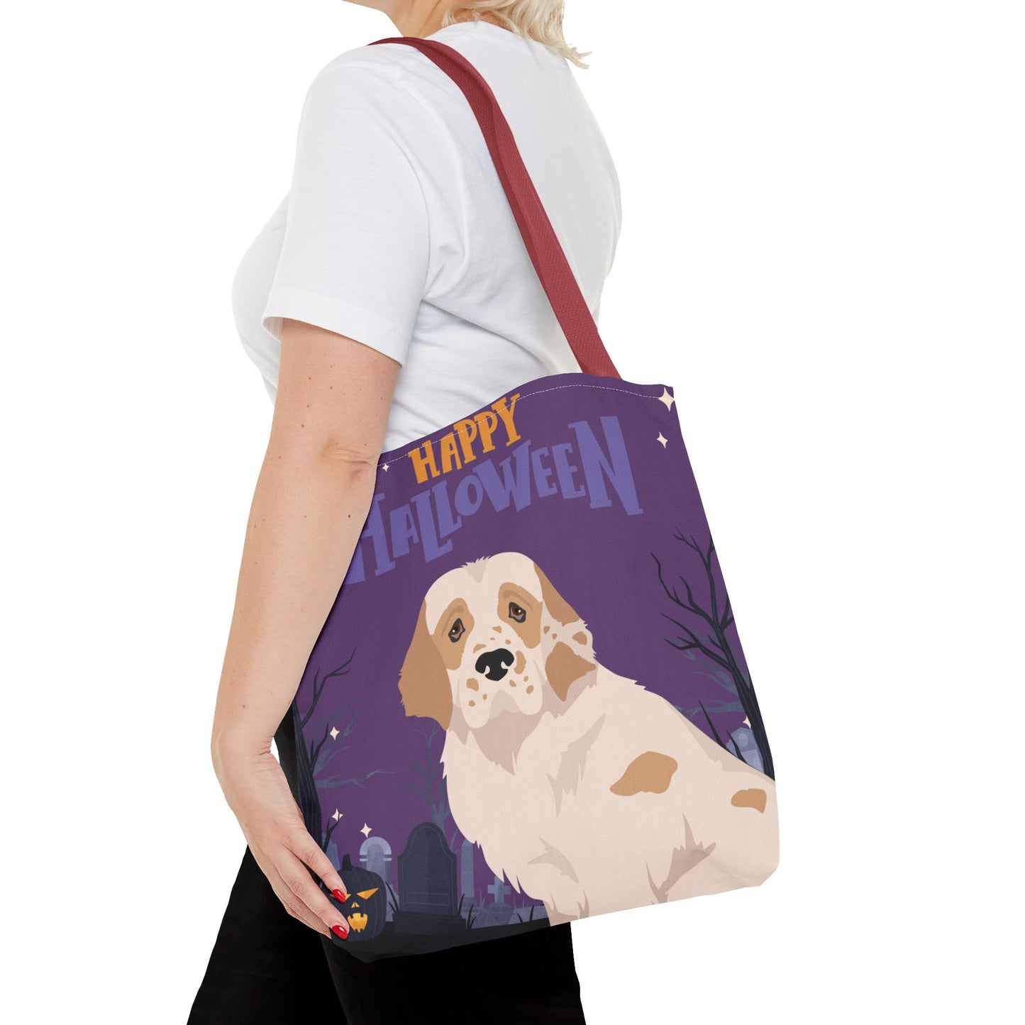 Clumber Spaniel Dog Happy Halloween Tote Bag 16x16