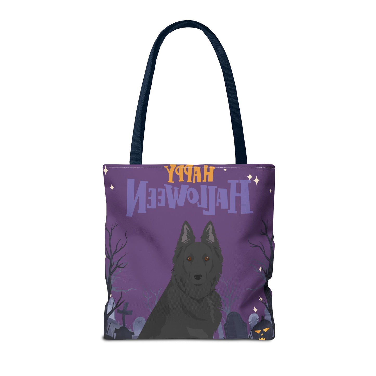 Belgain Sheepdog Dog Happy Halloween Tote Bag 16x16