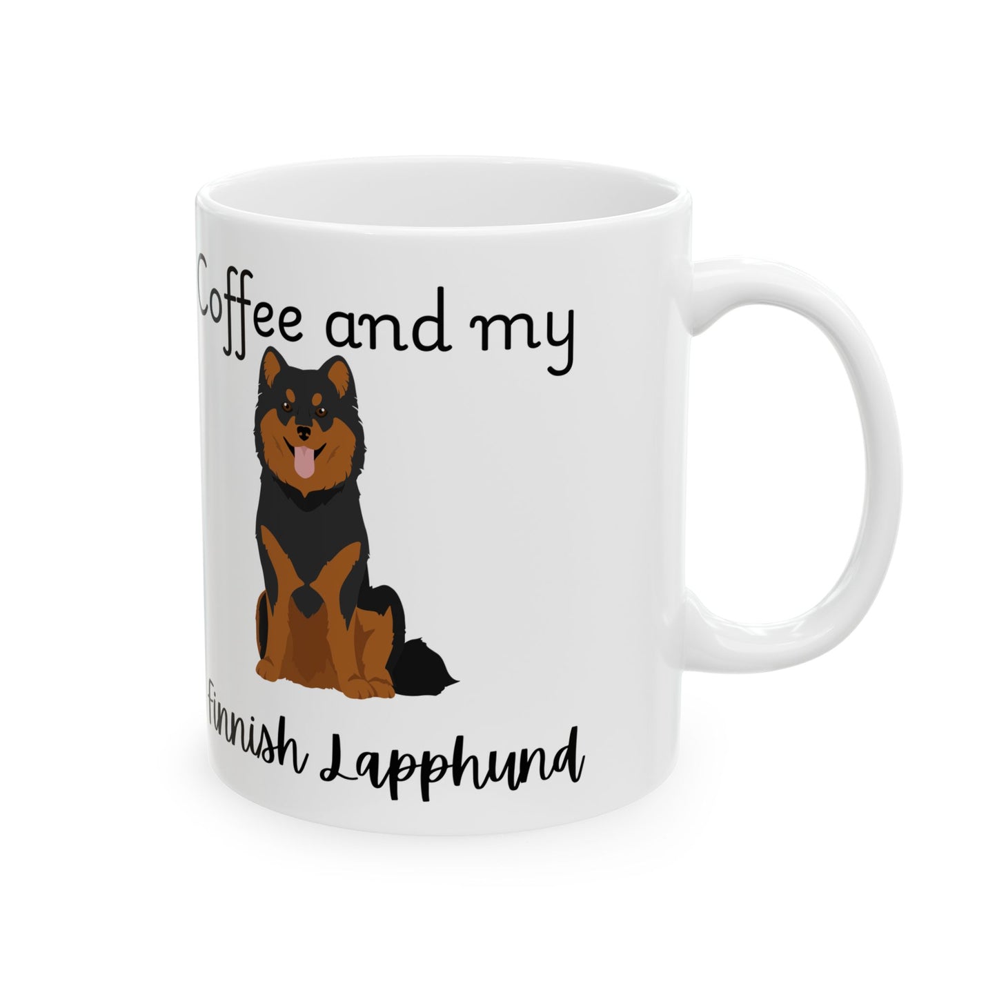 Coffee and My Finnish Lapphund Coated Ceramic Mug | Dog Lover Gift, Pet Owner Cup, Cute Mug for Dog Moms, Funny Mug for Coffee Lovers