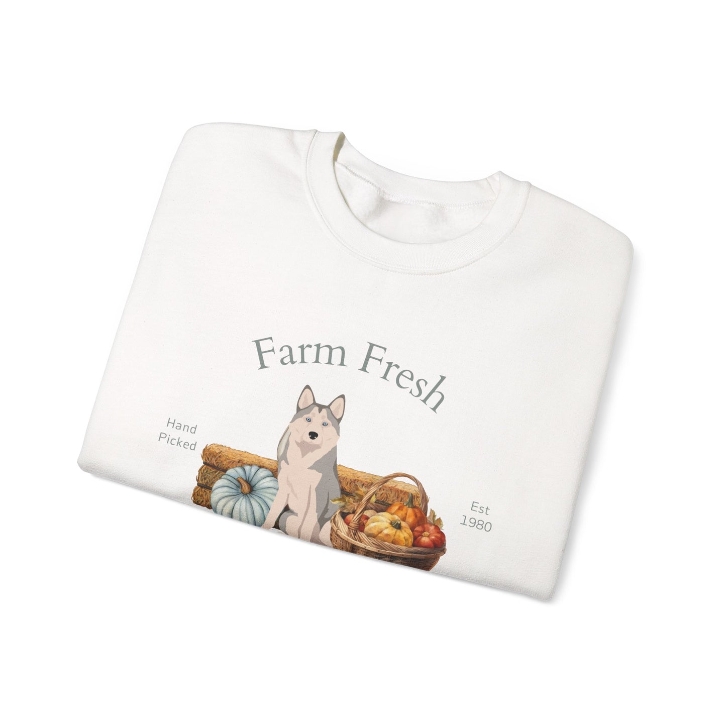 Alaskan Husky Dog Fall Farm Fresh Unisex Heavy Blend Crewneck Sweatshirt