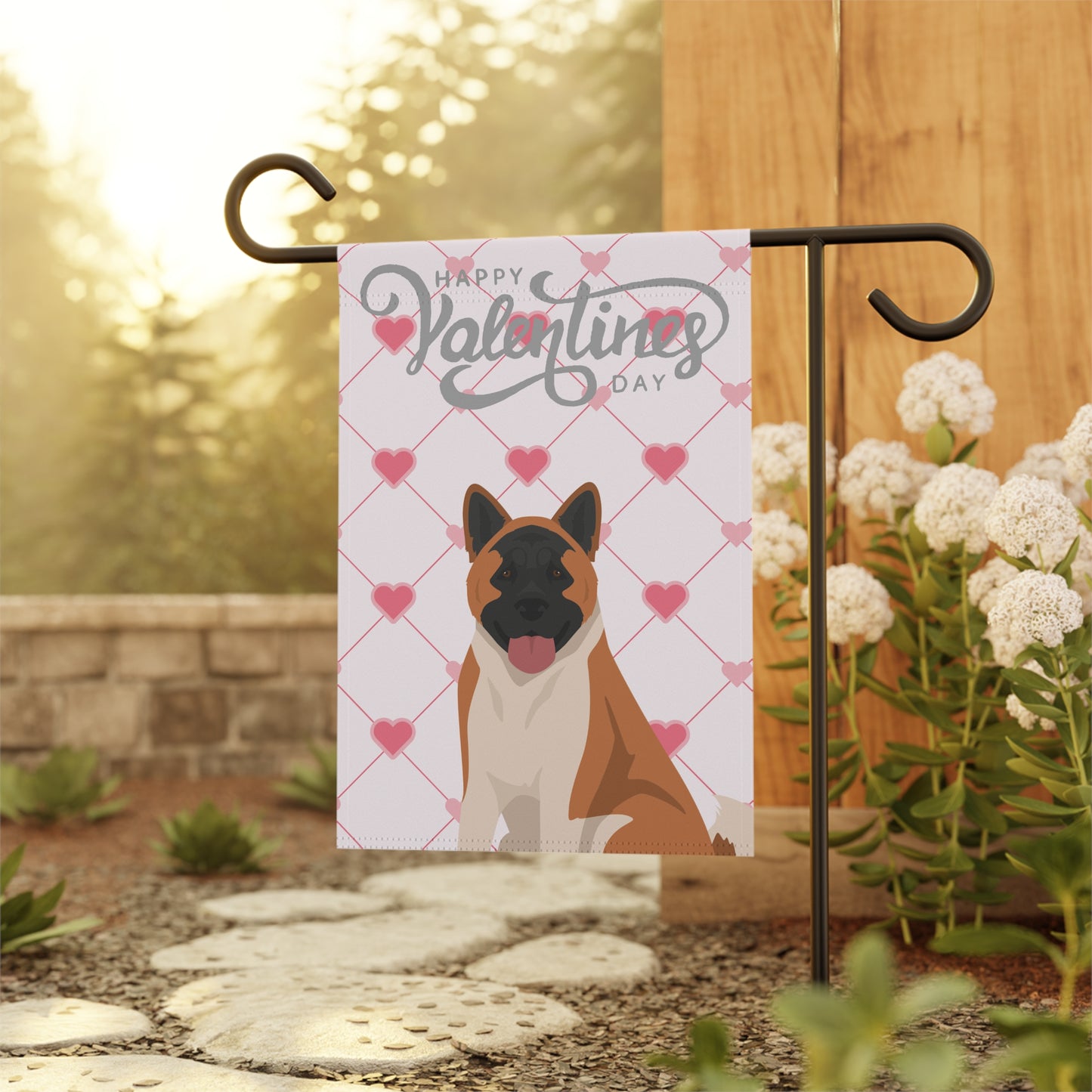 American Akita Dog Valentines Day Garden Flag