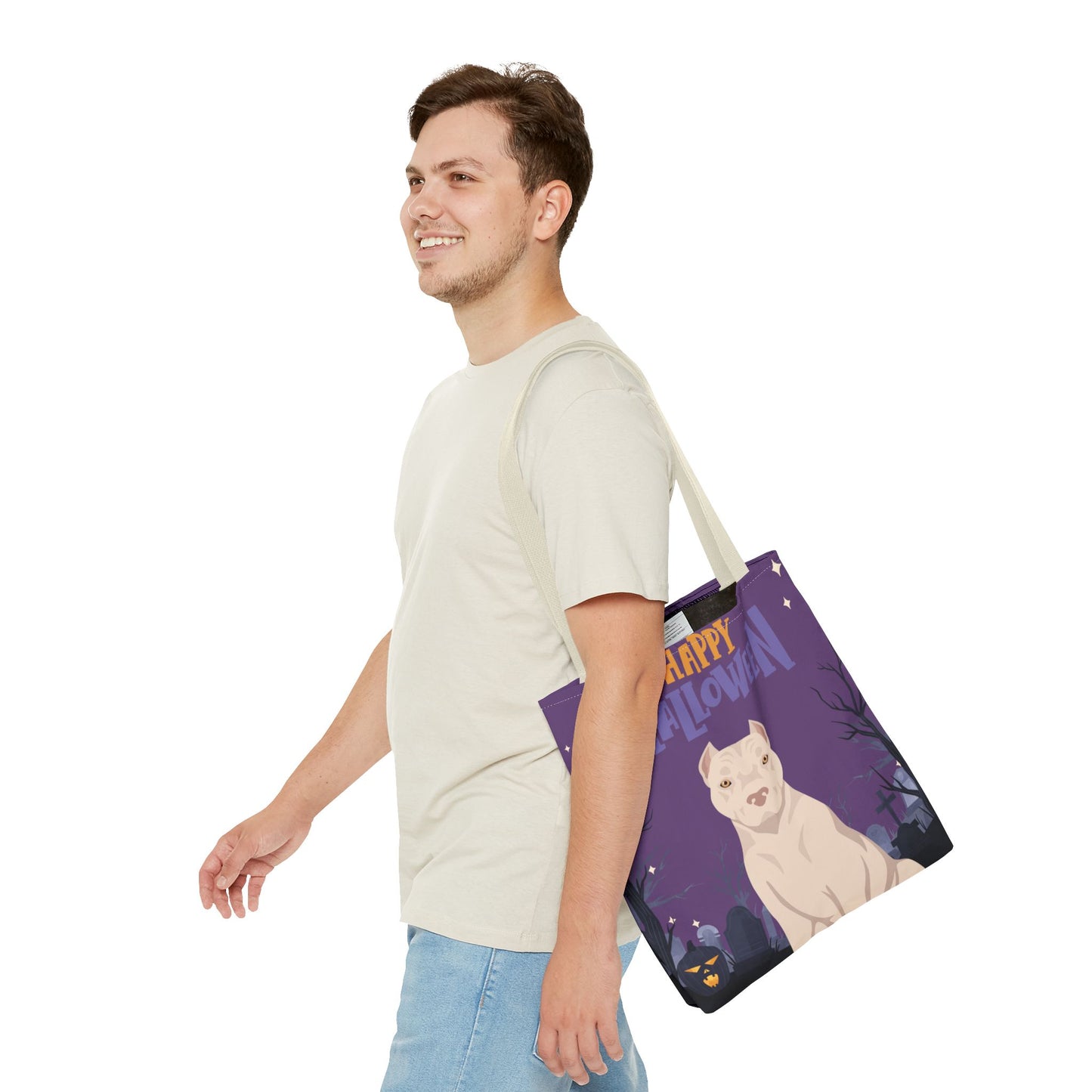 American Staffordshire Terrier Dog Happy Halloween Tote Bag 16x16