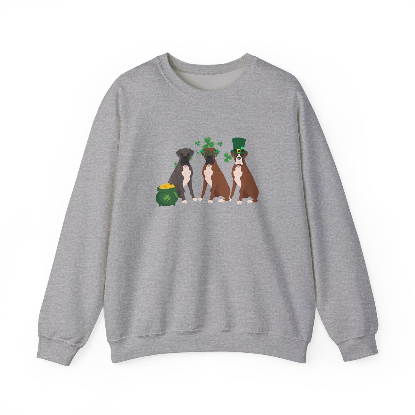 Boxer Dog St Patricks Day Unisex Heavy Blend Crewneck Sweatshirt, St Pattys day, Cute Dog Mom Gift