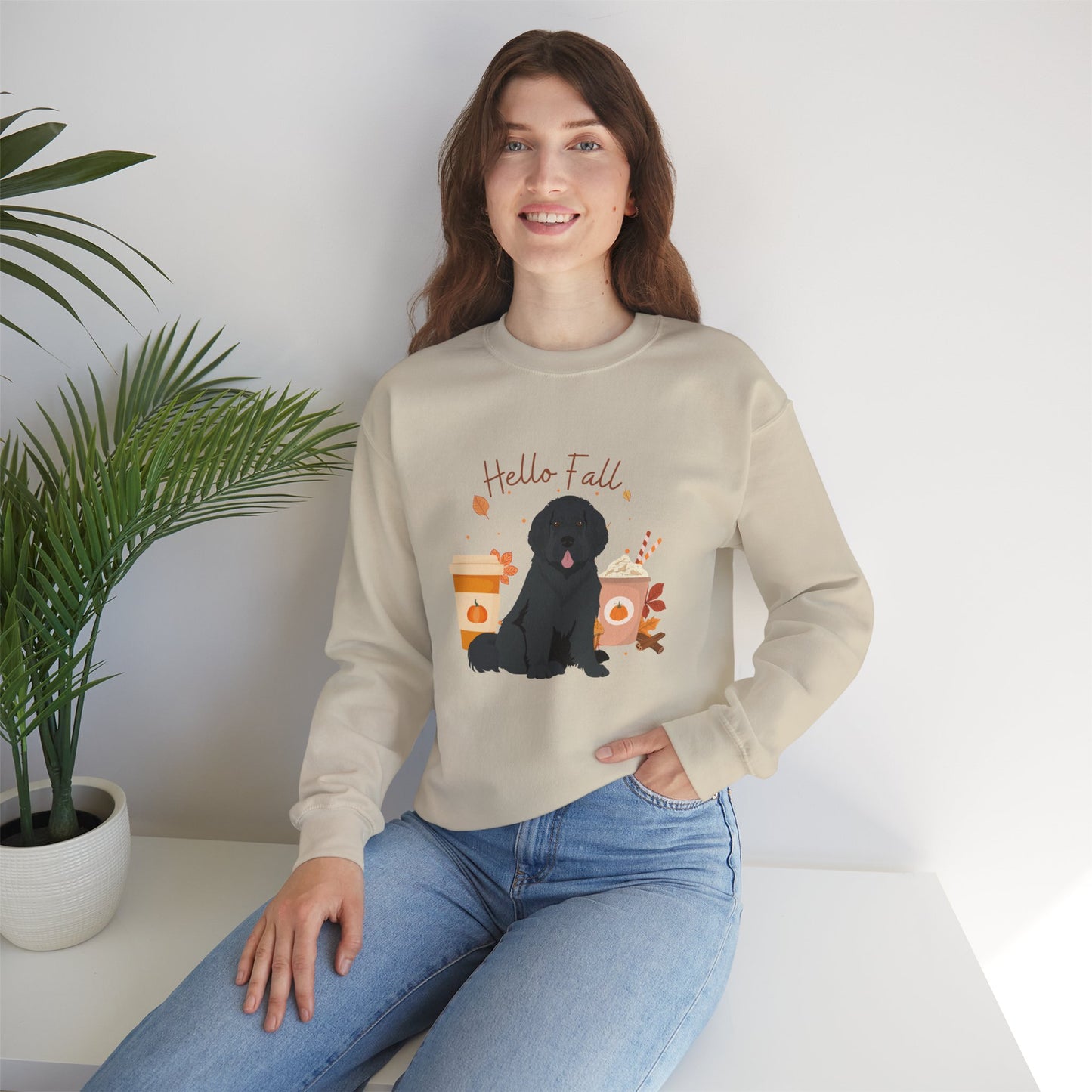 Newfoundland Dog Fall Halloween Unisex Heavy Blend Crewneck Sweatshirt