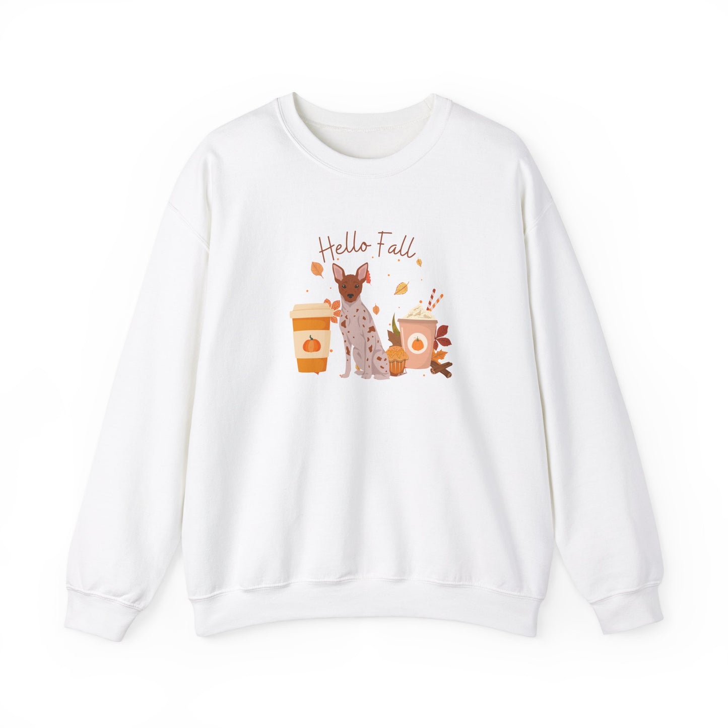 American Hairless Terrier Dog Fall Unisex Heavy Blend Crewneck Sweatshirt