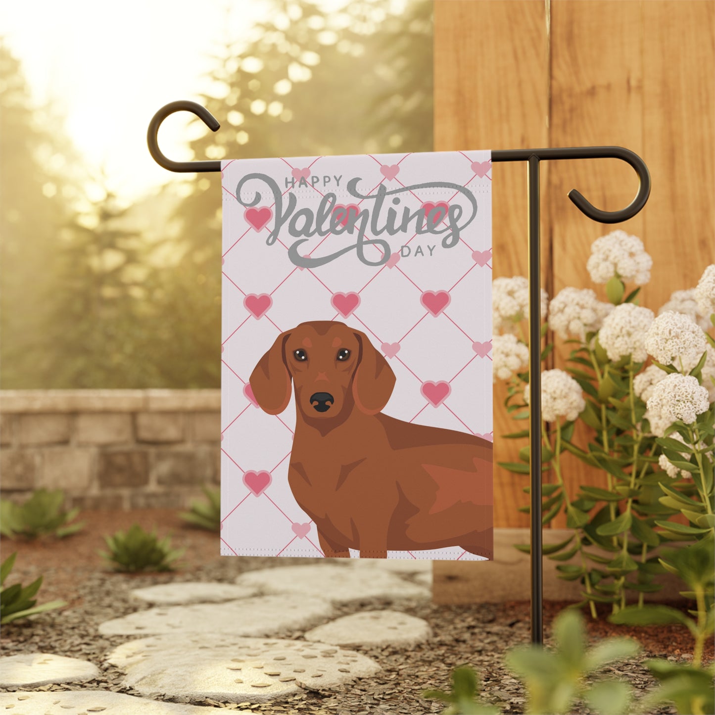 Dachshund Dog Valentines Day Garden Flag