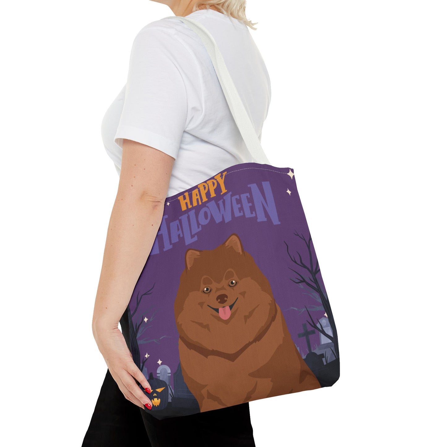 Pomeranian Dog Happy Halloween Tote Bag 16x16