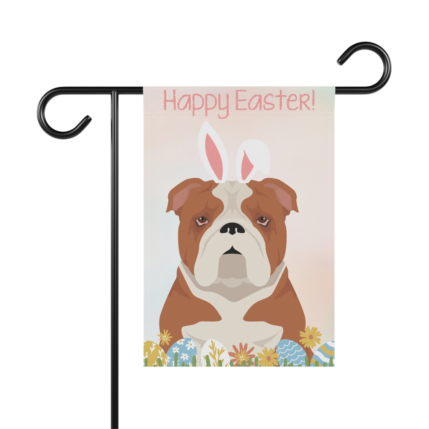 Bulldog Dog Happy Easter Garden Flag