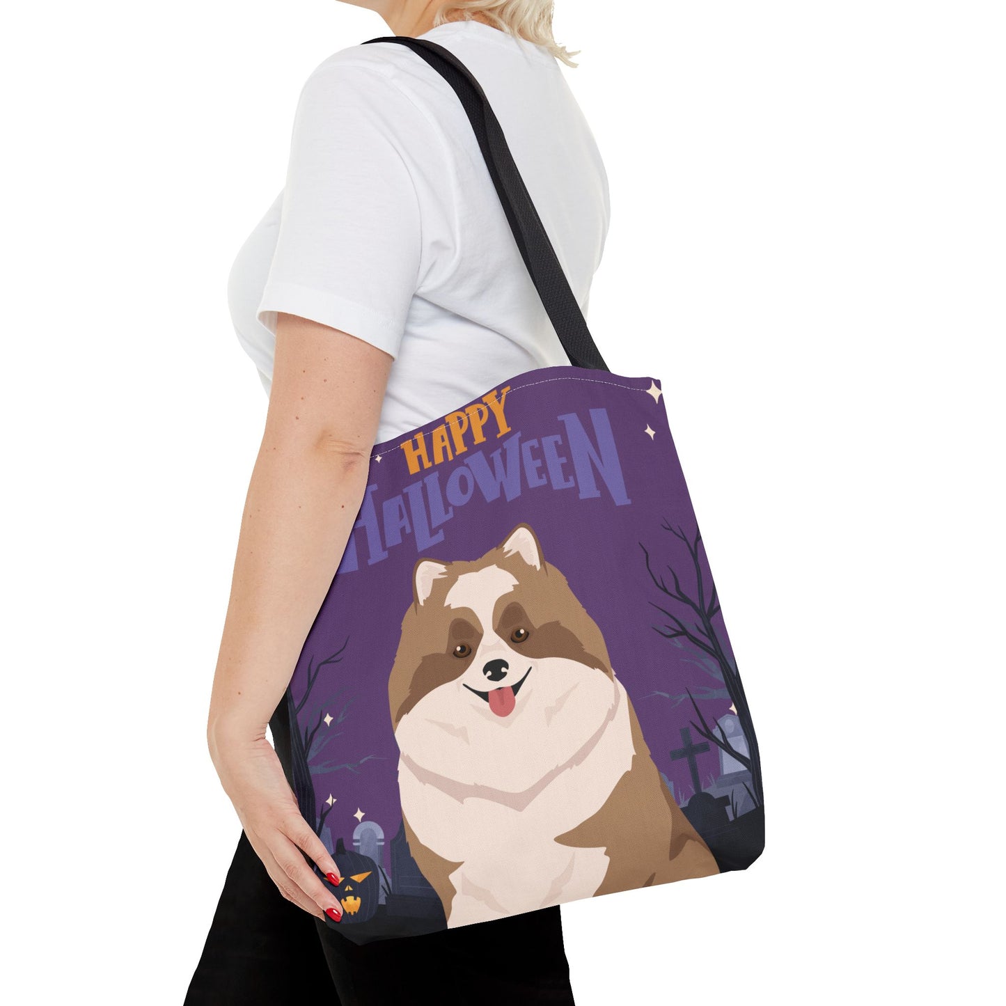 Pomeranian Dog Happy Halloween Tote Bag 16x16