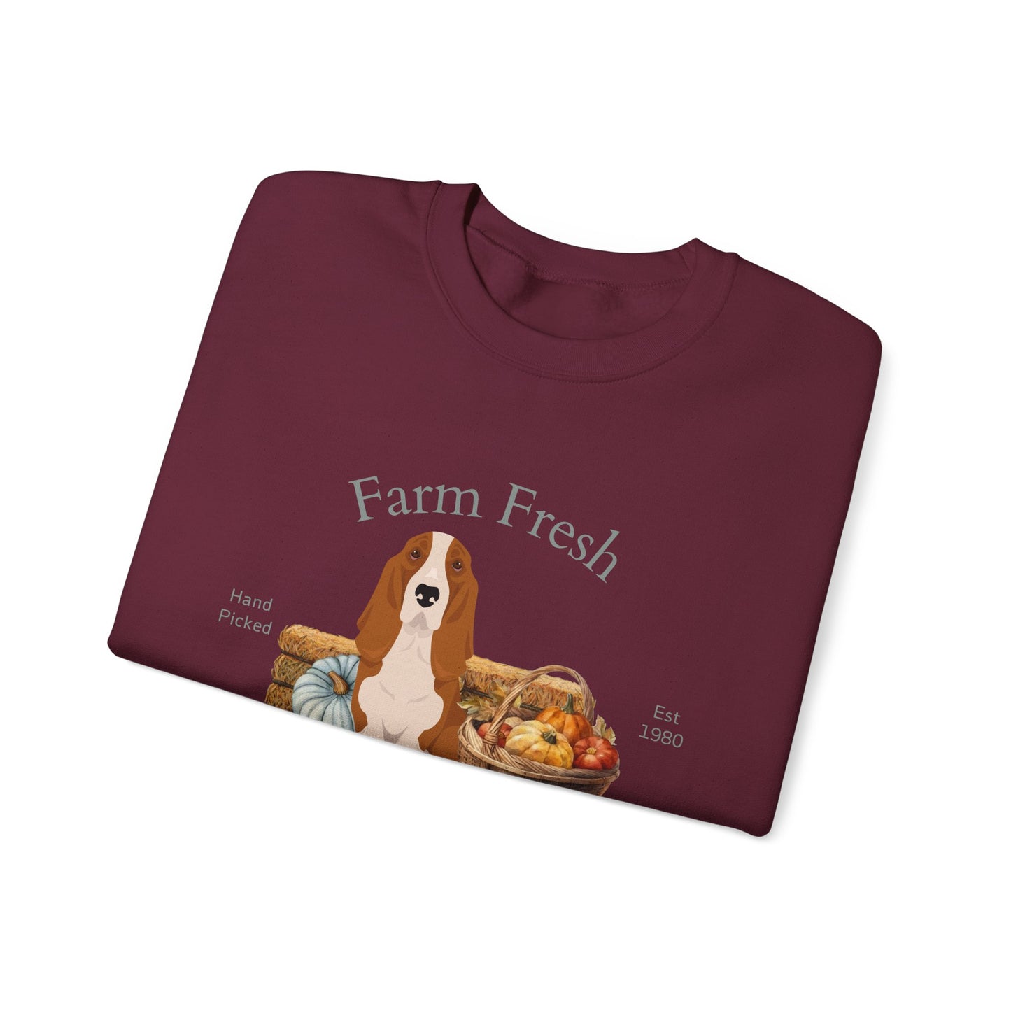 Basset Hound Dog Fall Farm Fresh Unisex Heavy Blend Crewneck Sweatshirt