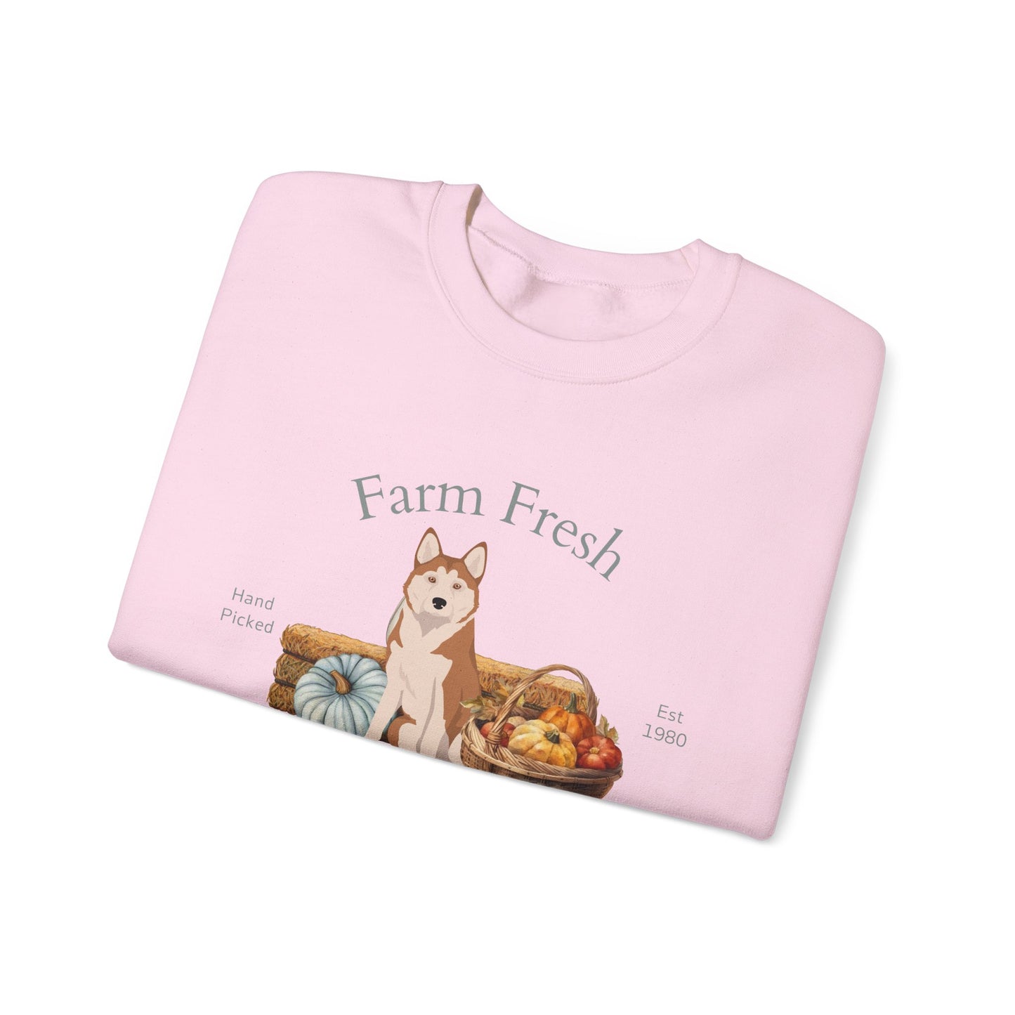 Alaskan Husky Dog Fall Farm Fresh Unisex Heavy Blend Crewneck Sweatshirt