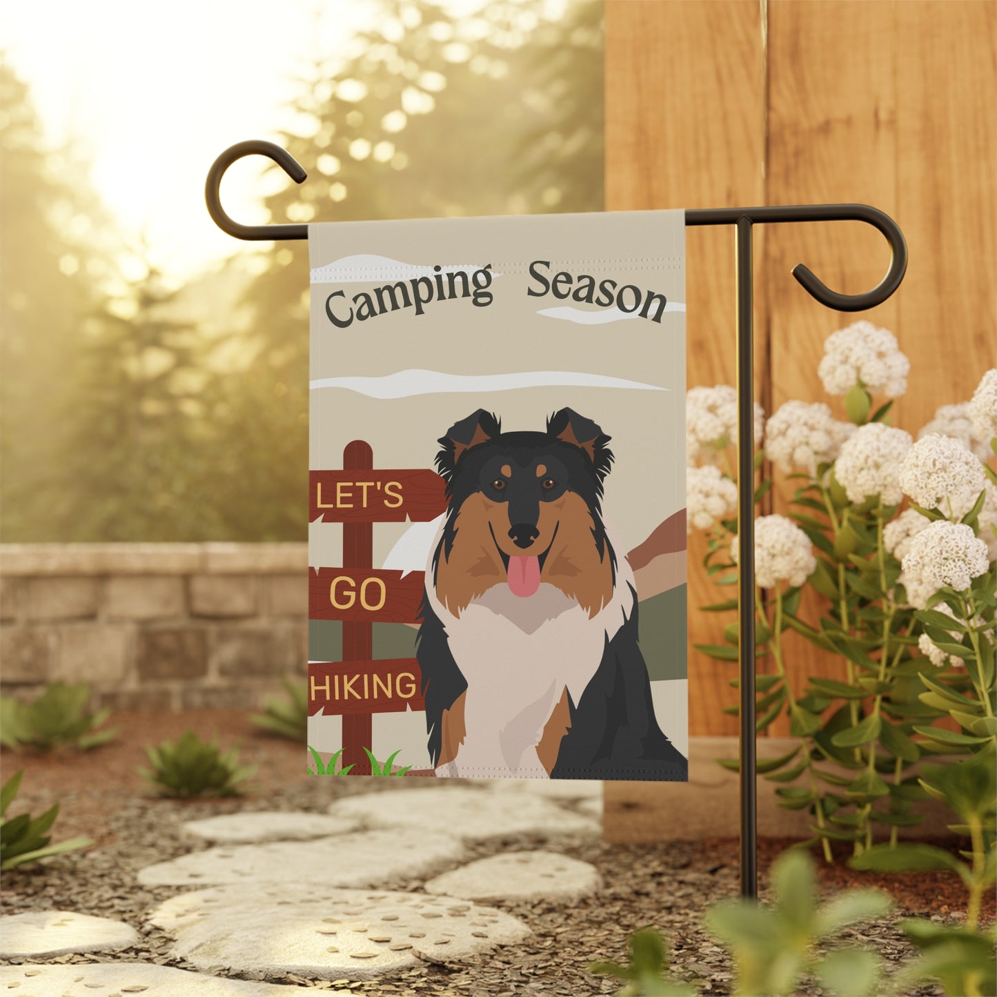 Collie Dog Camping Garden Flag