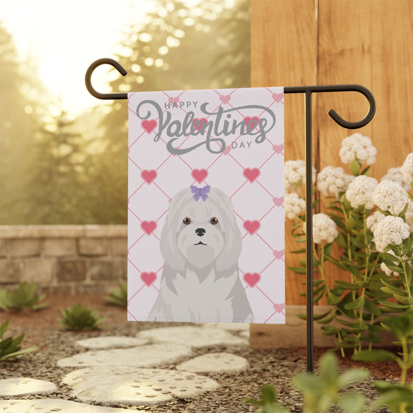 Maltese Dog Valentines Day Garden Flag