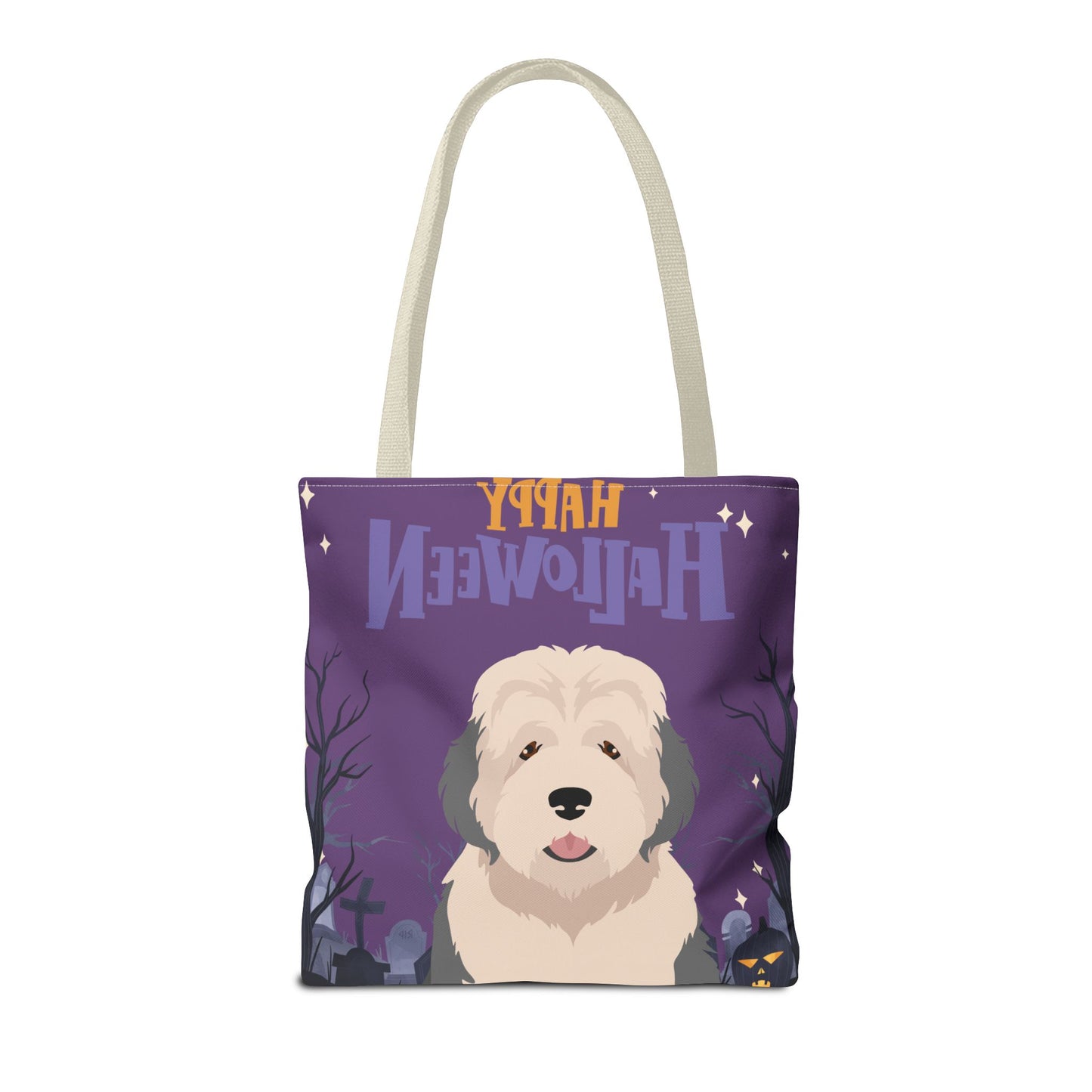 Old English Sheepdog Dog Happy Halloween Tote Bag 16x16