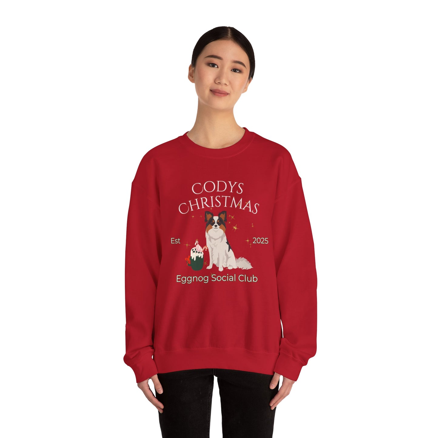 Papillon Dog Christmas Social Club Unisex Heavy Blend Crewneck Sweatshirt Custom Name