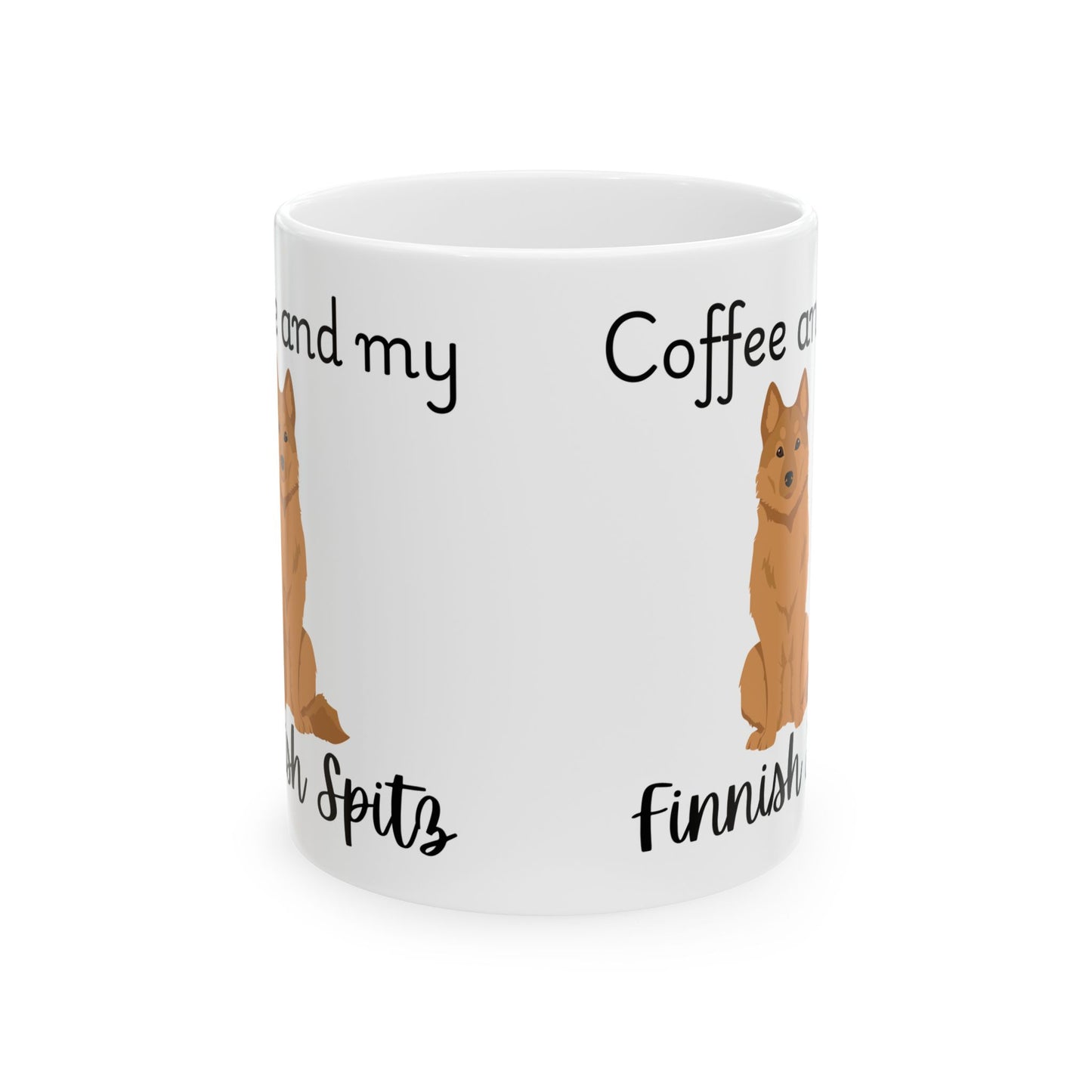 Coffee and My Finnish Spitz Ceramic Mug | Dog Lover Gift, Pet Owner Cup, Cute Mug for Dog Moms, Funny Mug for Coffee Lovers