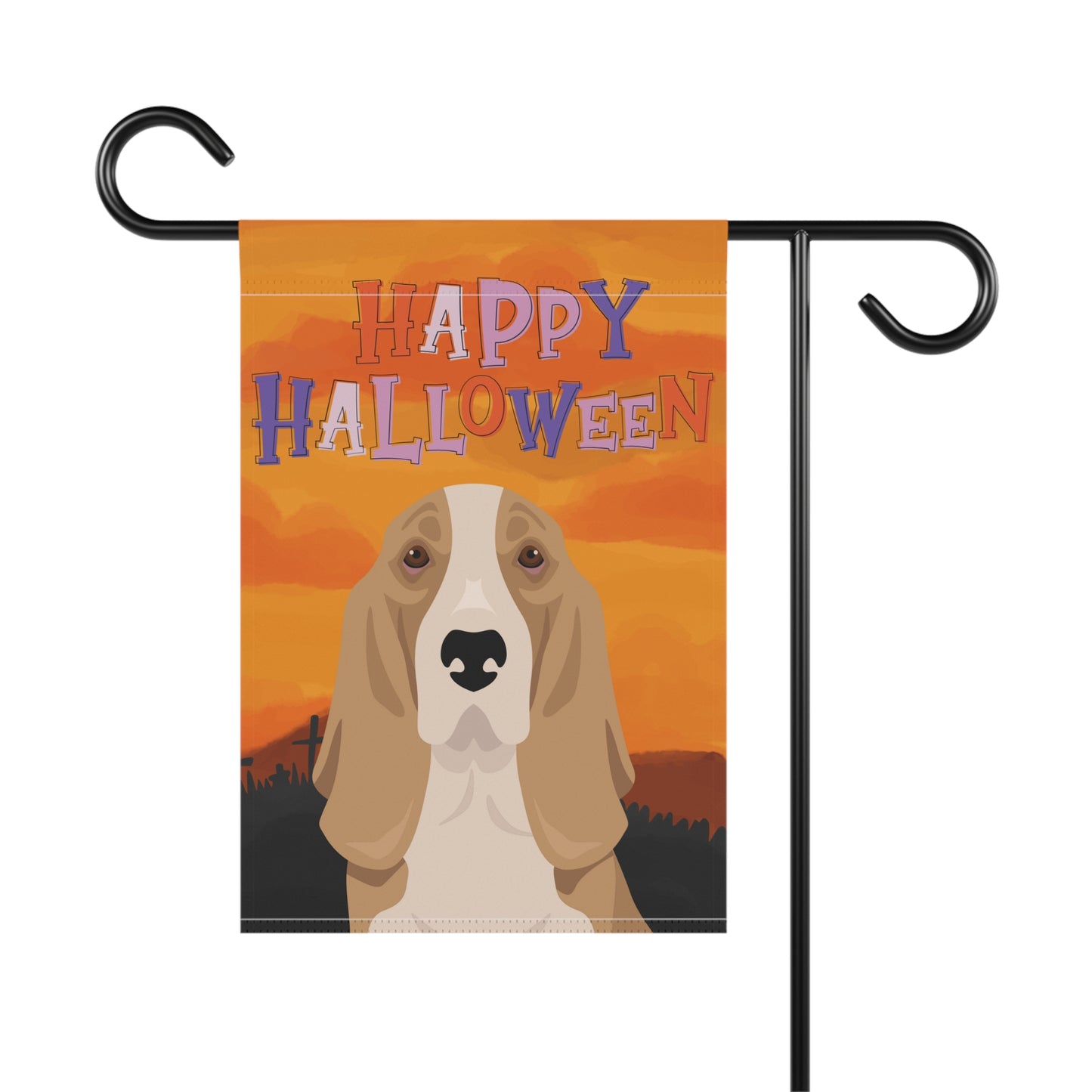 Basset Hound Dog Halloween Garden Flag