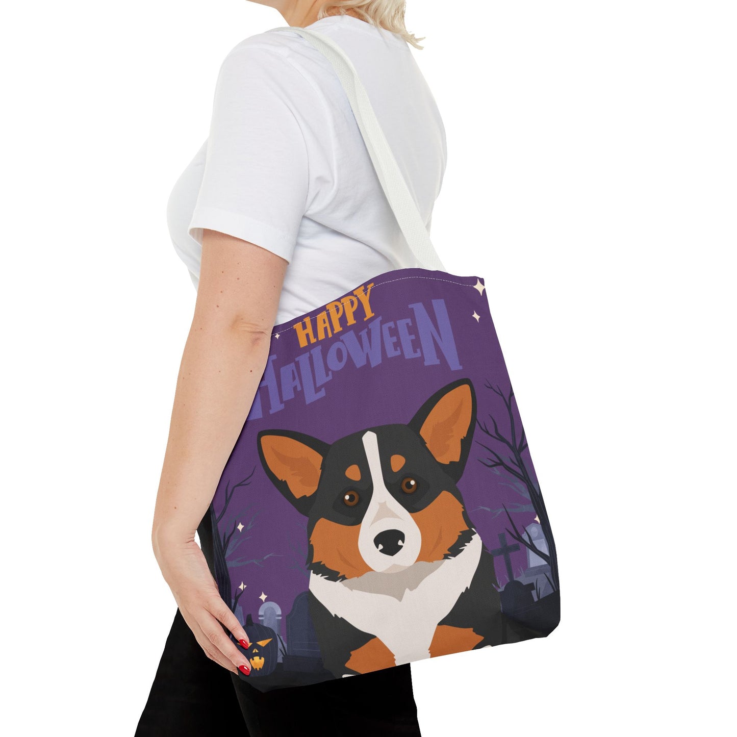 Pembroke Welsh Corgi Dog Happy Halloween Tote Bag 16x16