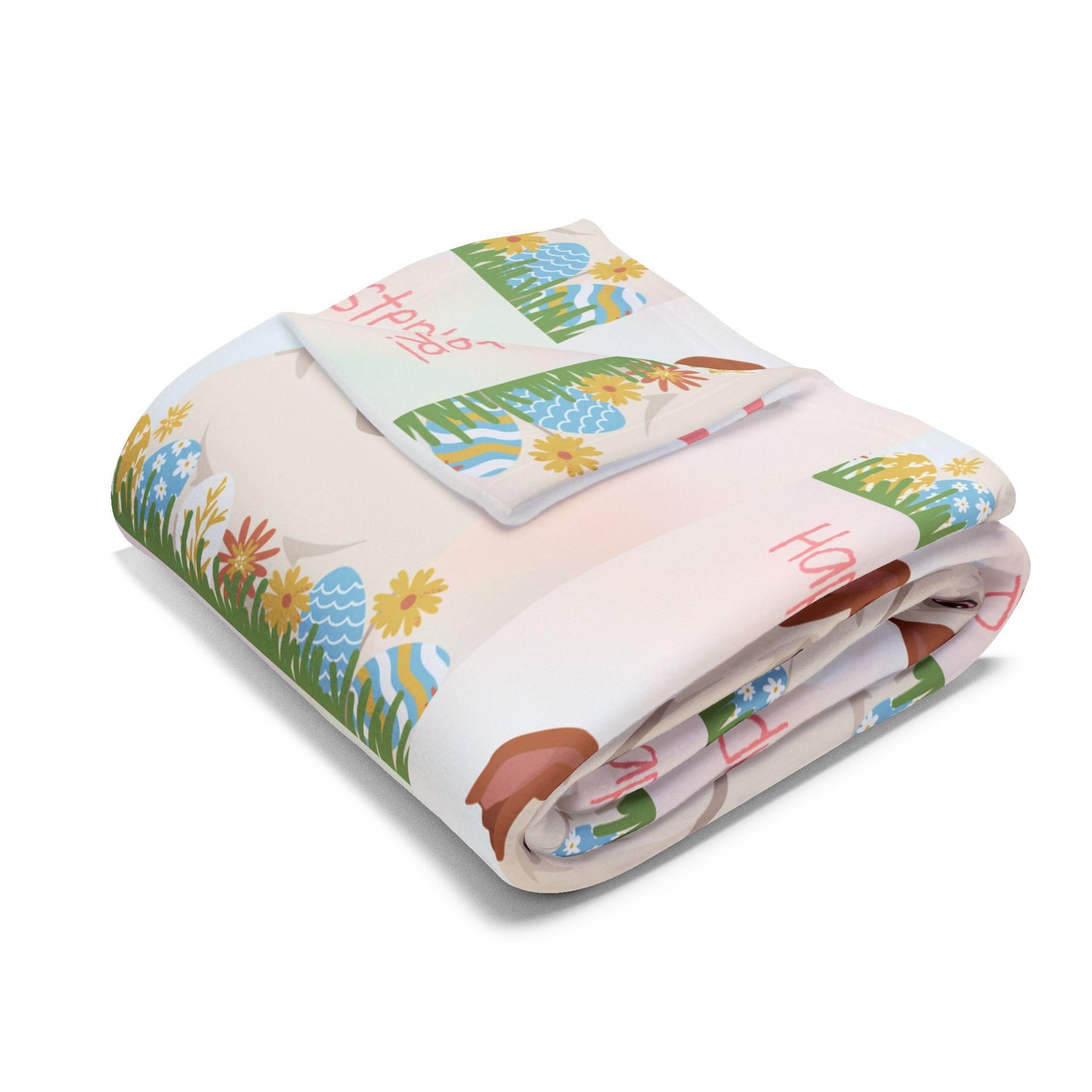 Bulldog Dog Happy Easter Arctic Fleece Blanket - Cozy Decor for Spring Celebrations