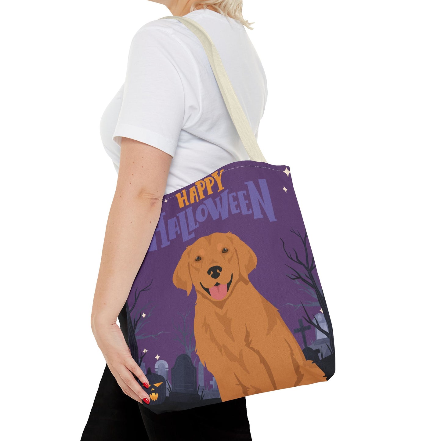 Golden Retriever Dog Happy Halloween Tote Bag 16x16