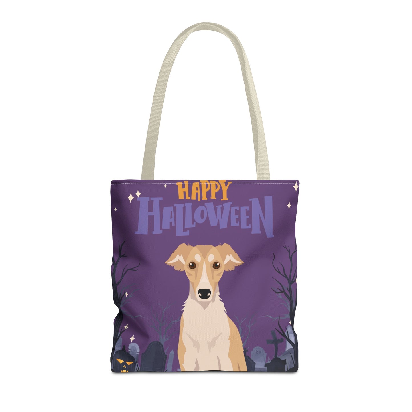 Silken Windhound Dog Happy Halloween Tote Bag 16x16
