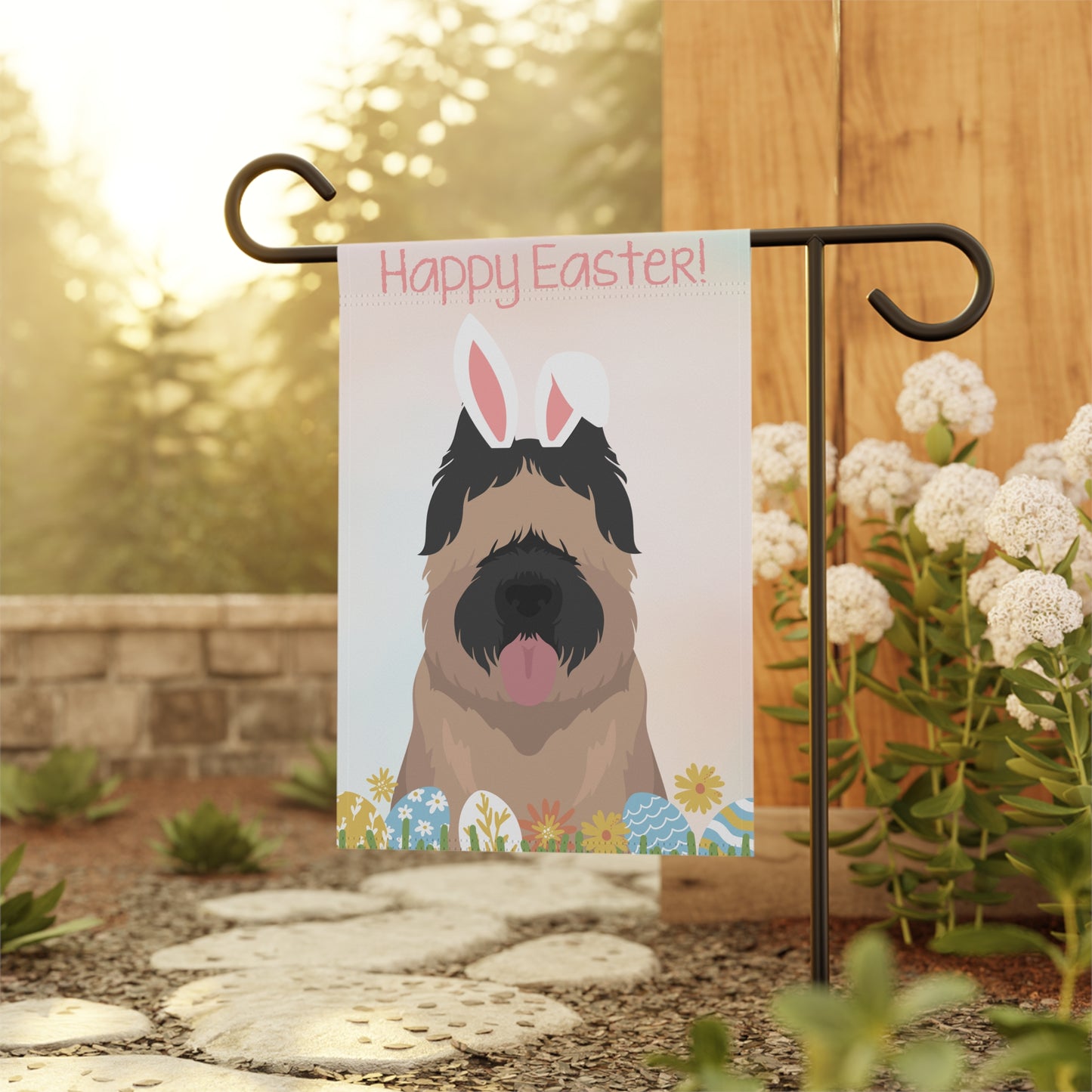 Briard Dog Happy Easter Garden Flag