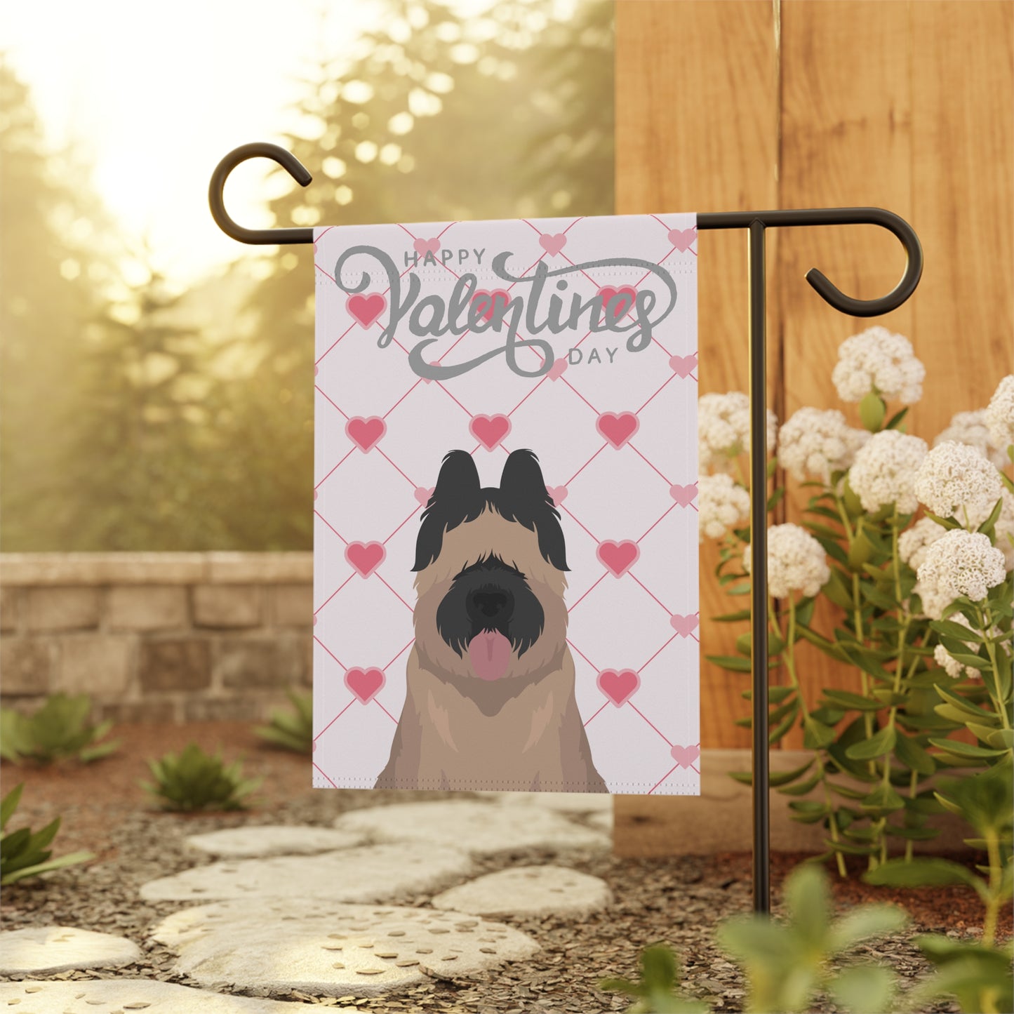 Briard Dog Valentines Day Garden Flag