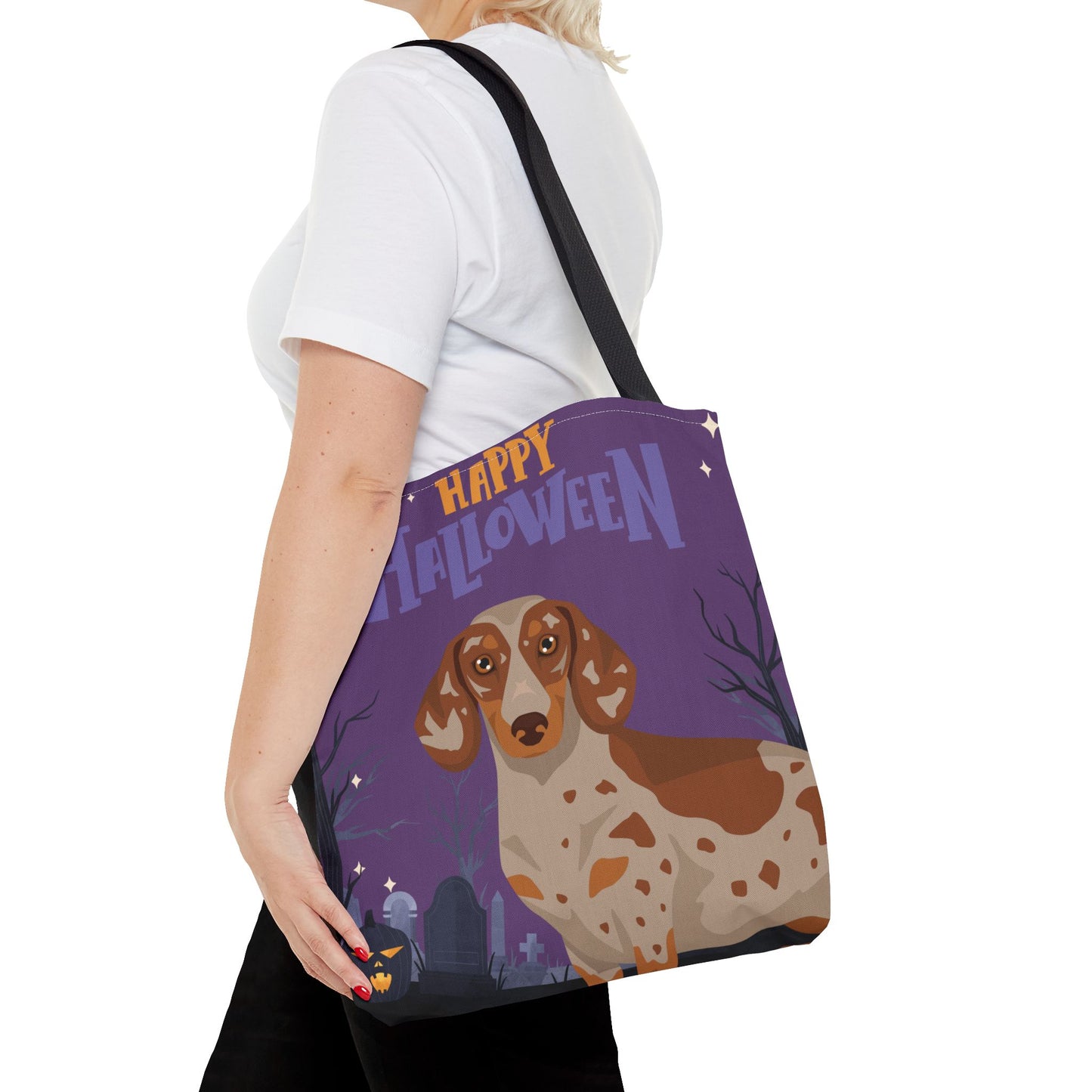 Dachshund Dog Happy Halloween Tote Bag 16x16
