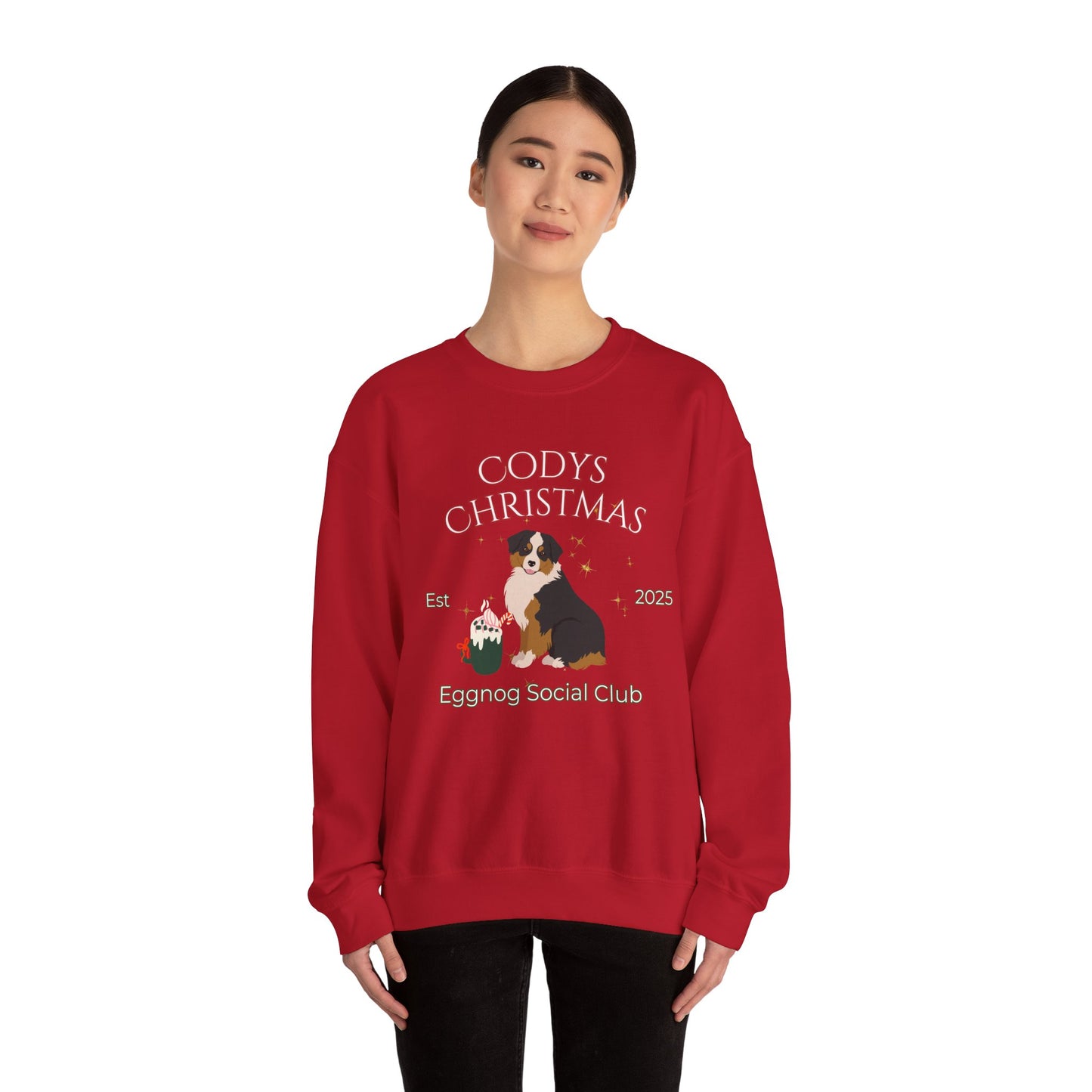 Miniature American Shepherd Dog Christmas Social Club Unisex Heavy Blend Crewneck Sweatshirt Custom Name