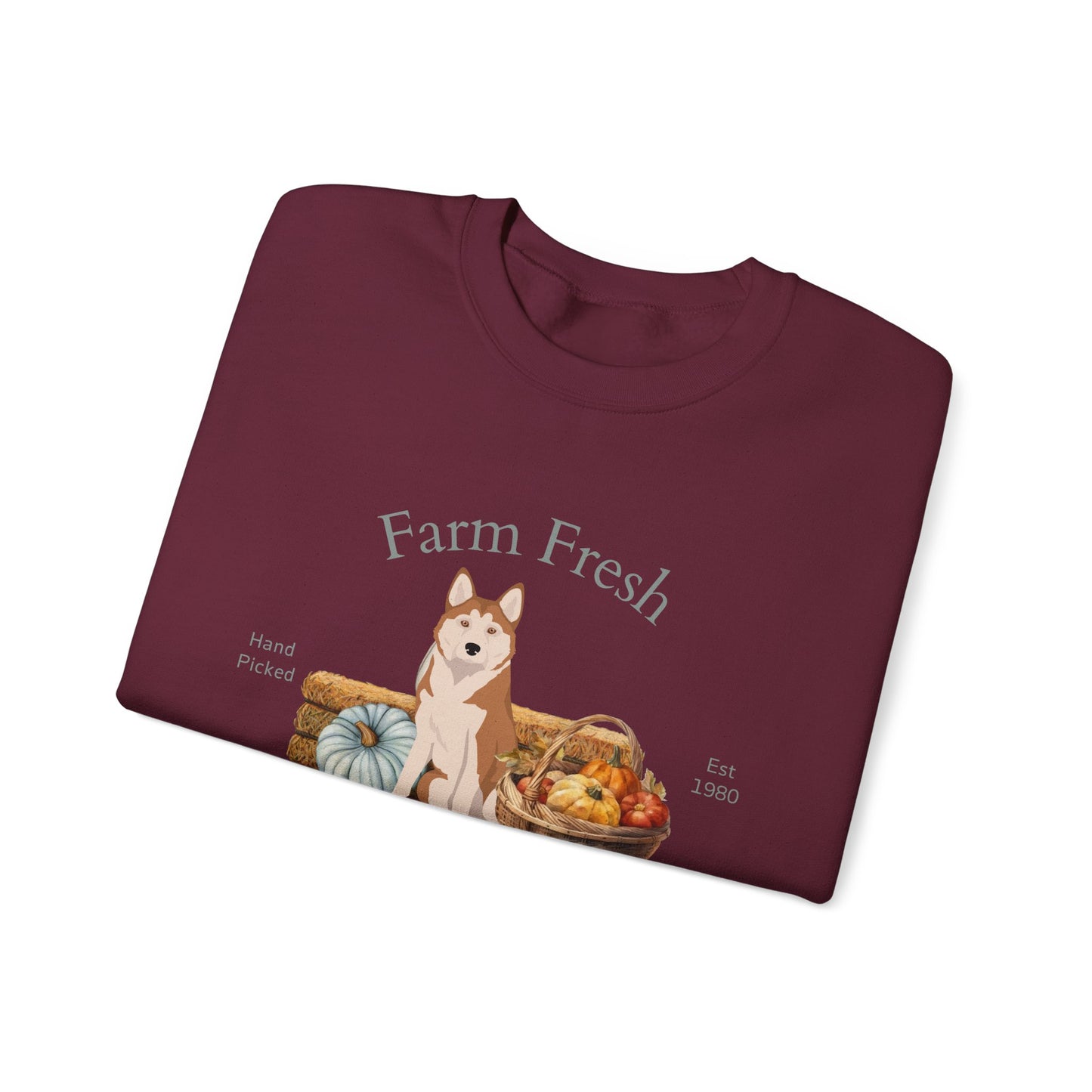 Alaskan Husky Dog Fall Farm Fresh Unisex Heavy Blend Crewneck Sweatshirt