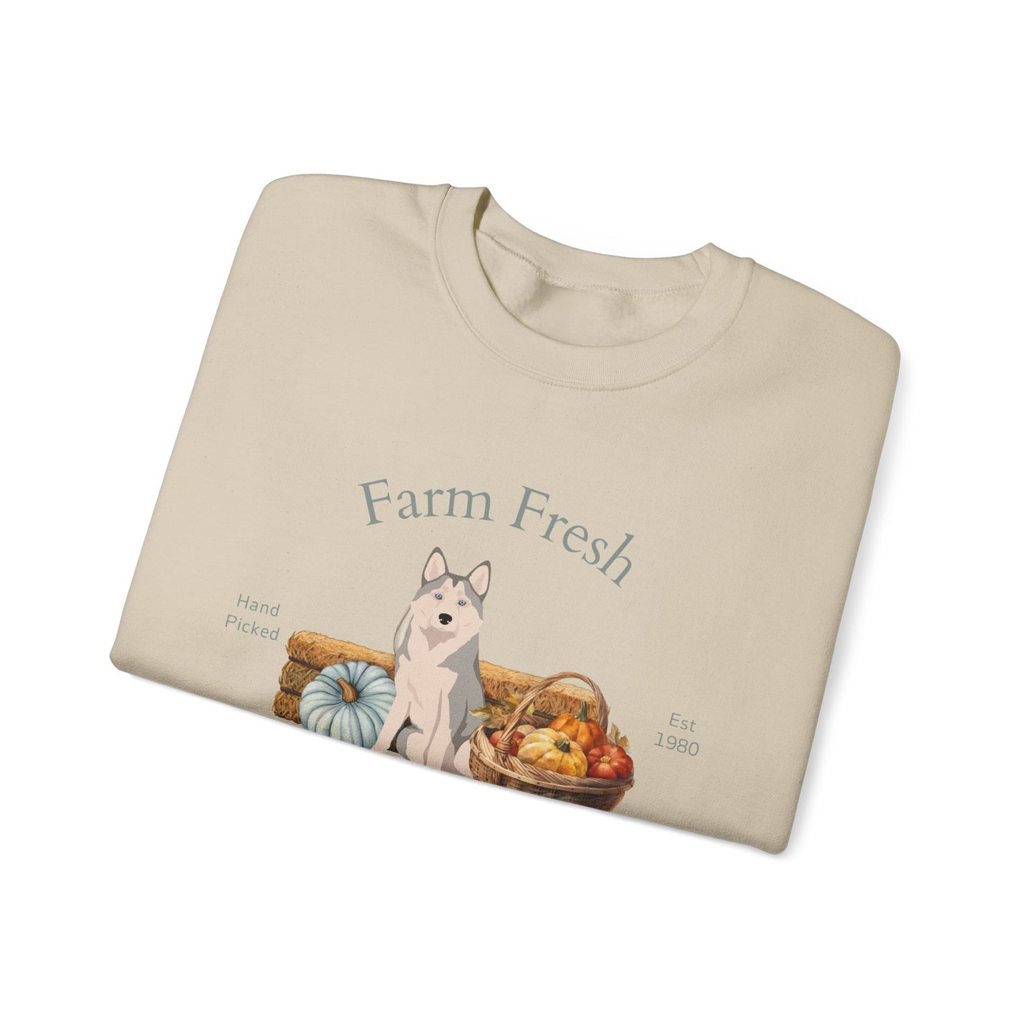 Alaskan Husky Dog Fall Farm Fresh Unisex Heavy Blend Crewneck Sweatshirt