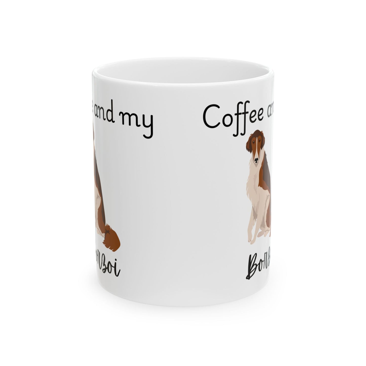 Coffee and My Borzoi Ceramic Mug | Dog Lover Gift, Pet Owner Cup, Cute Mug for Dog Moms, Funny Mug for Coffee Lovers