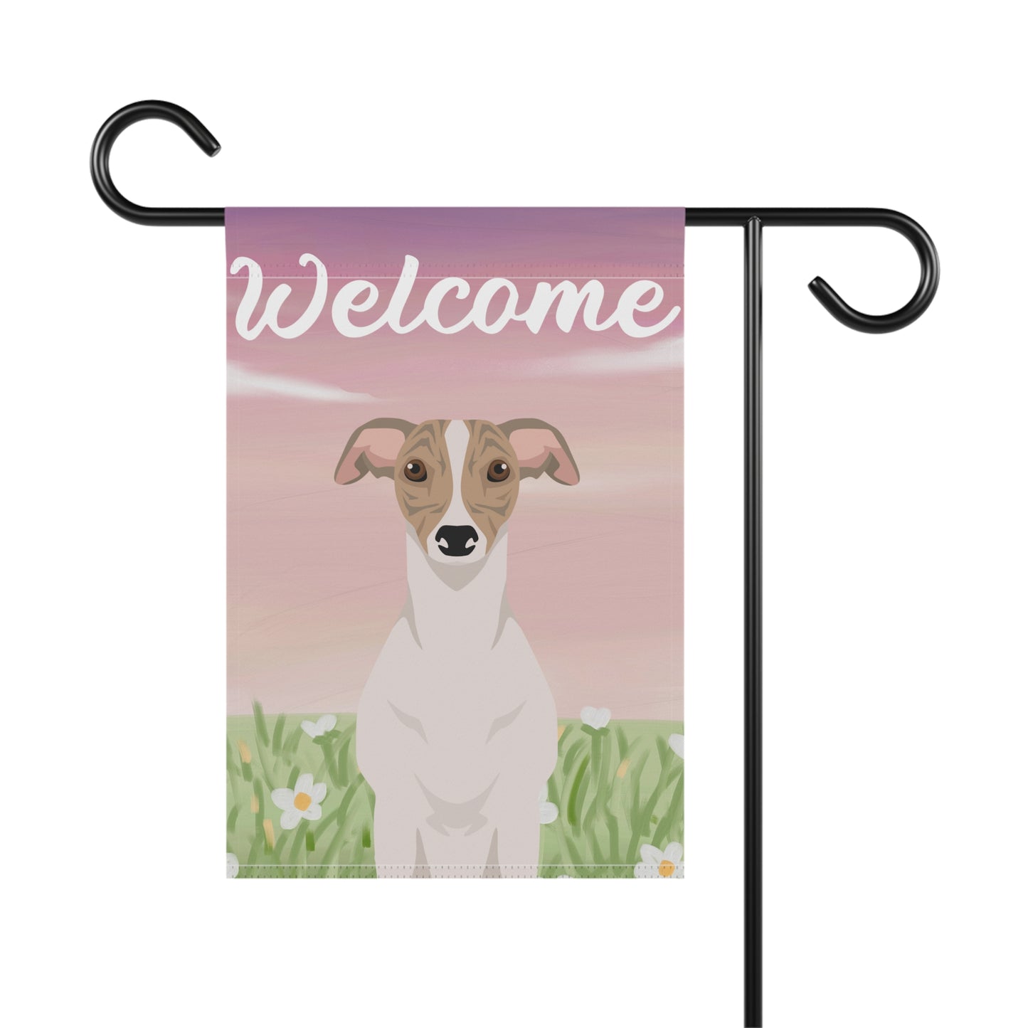 Whippet Dog Welcome Garden Flag