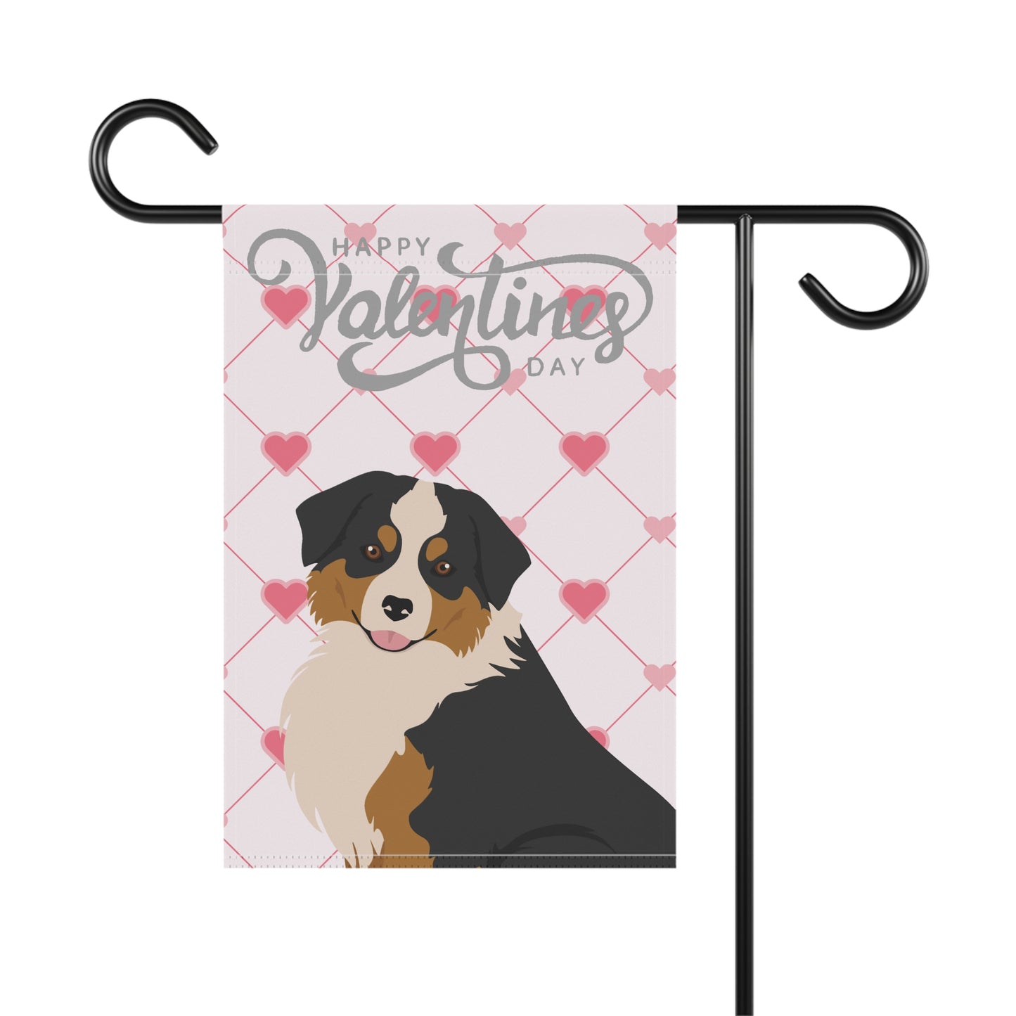 Mini American Shepherd Dog Valentines Day Garden Flag