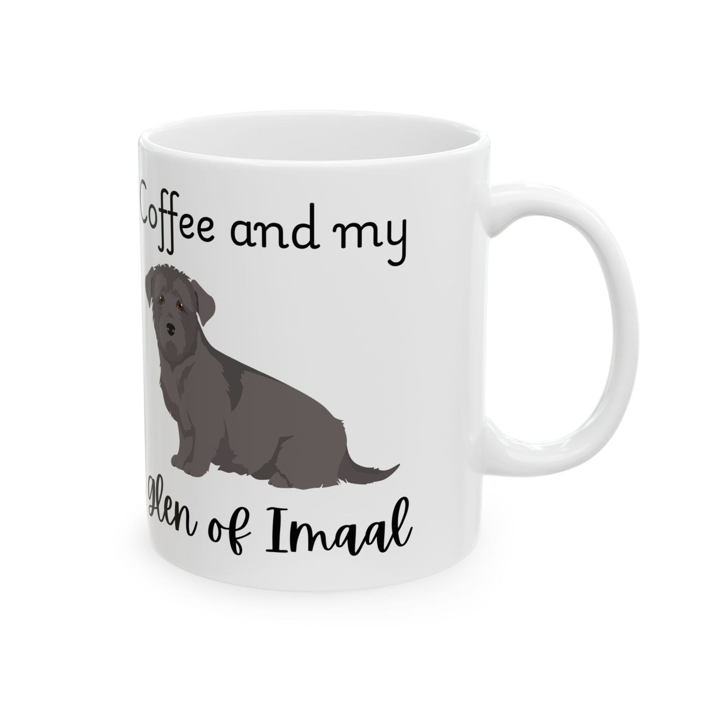 Coffee and My Glen Of Imaal Ceramic Mug | Dog Lover Gift, Pet Owner Cup, Cute Mug for Dog Moms, Funny Mug for Coffee Lovers