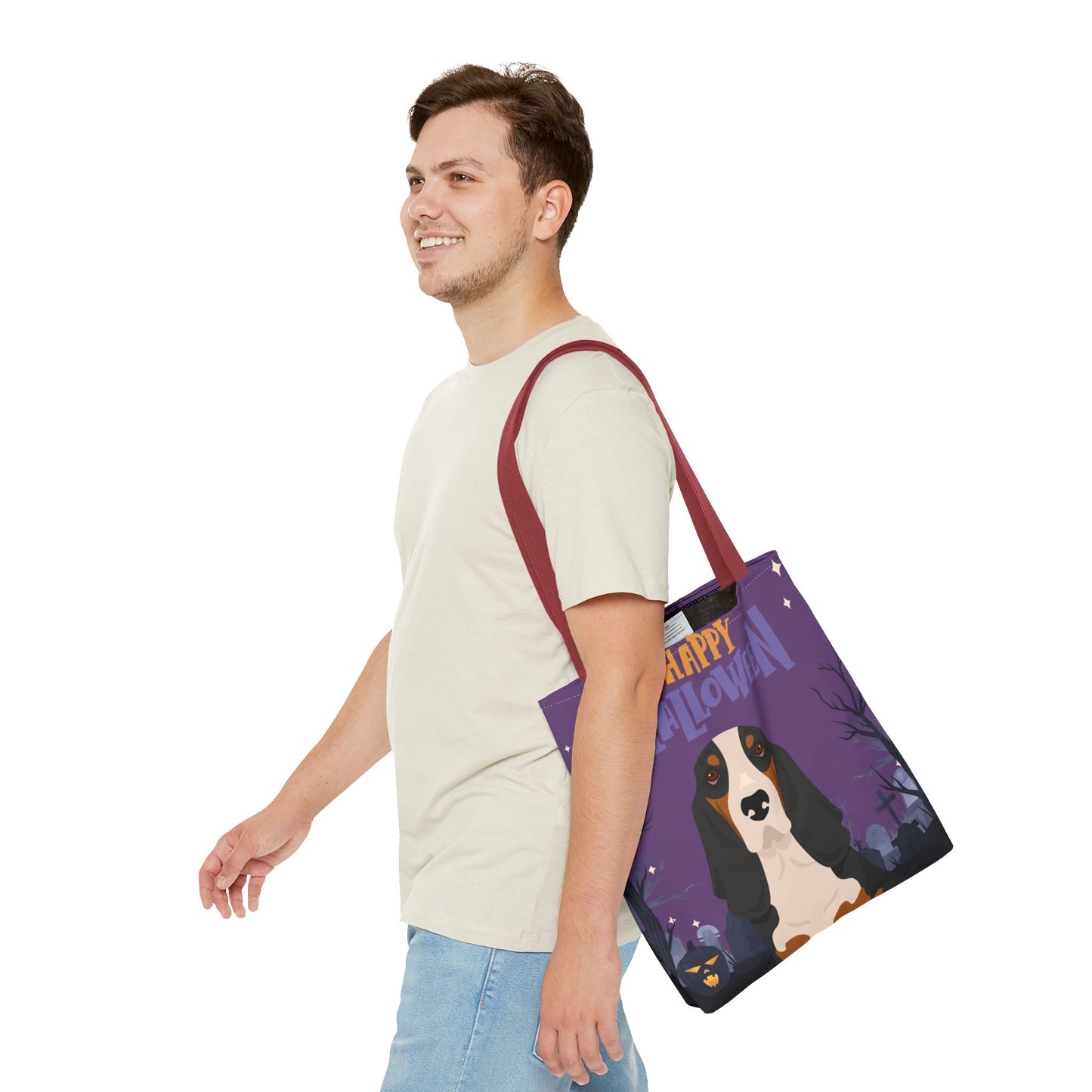 Basset Hound Dog Happy Halloween Tote Bag 16x16