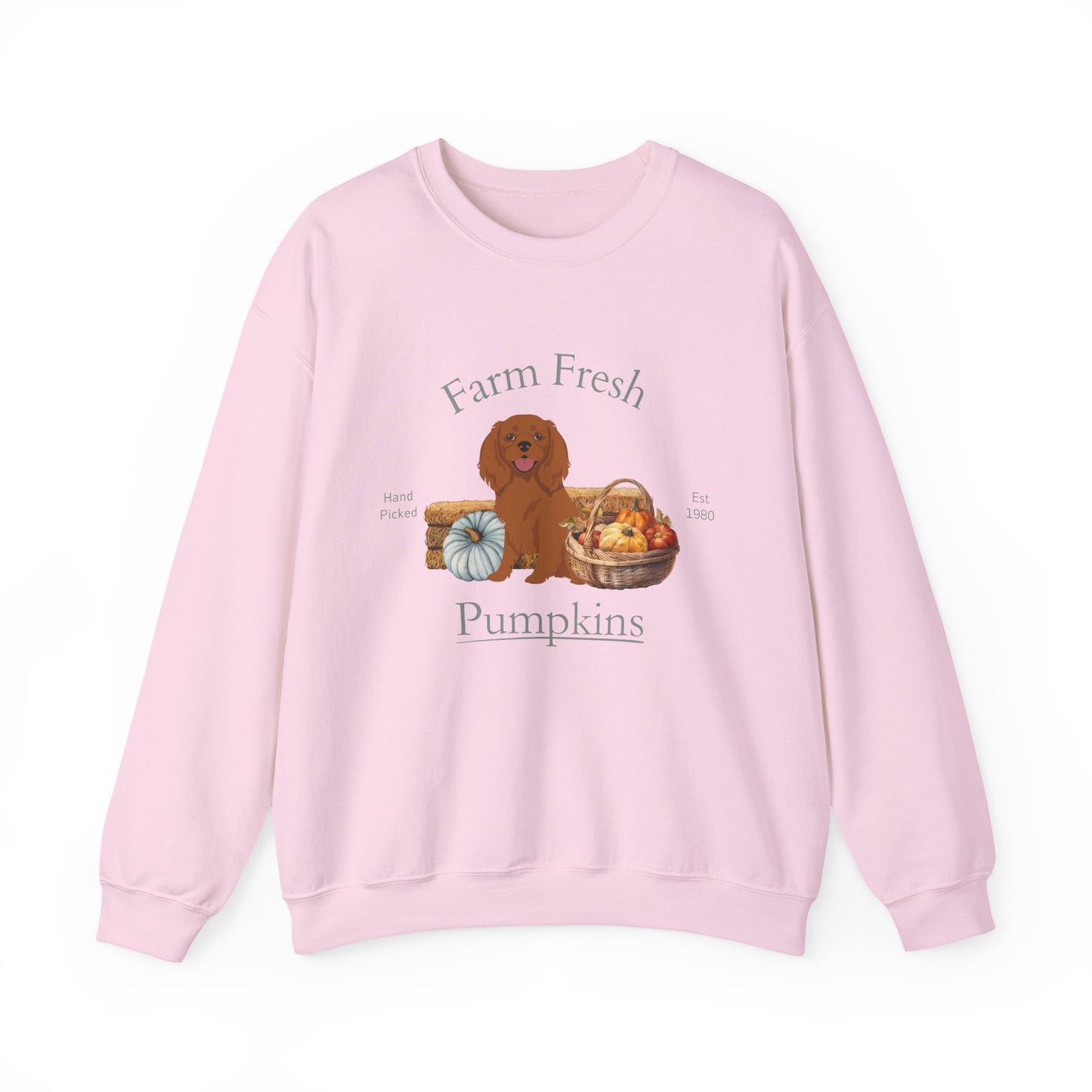 Cavalier King Charles Spaniel Dog Fall Farm Fresh Unisex Heavy Blend Crewneck Sweatshirt