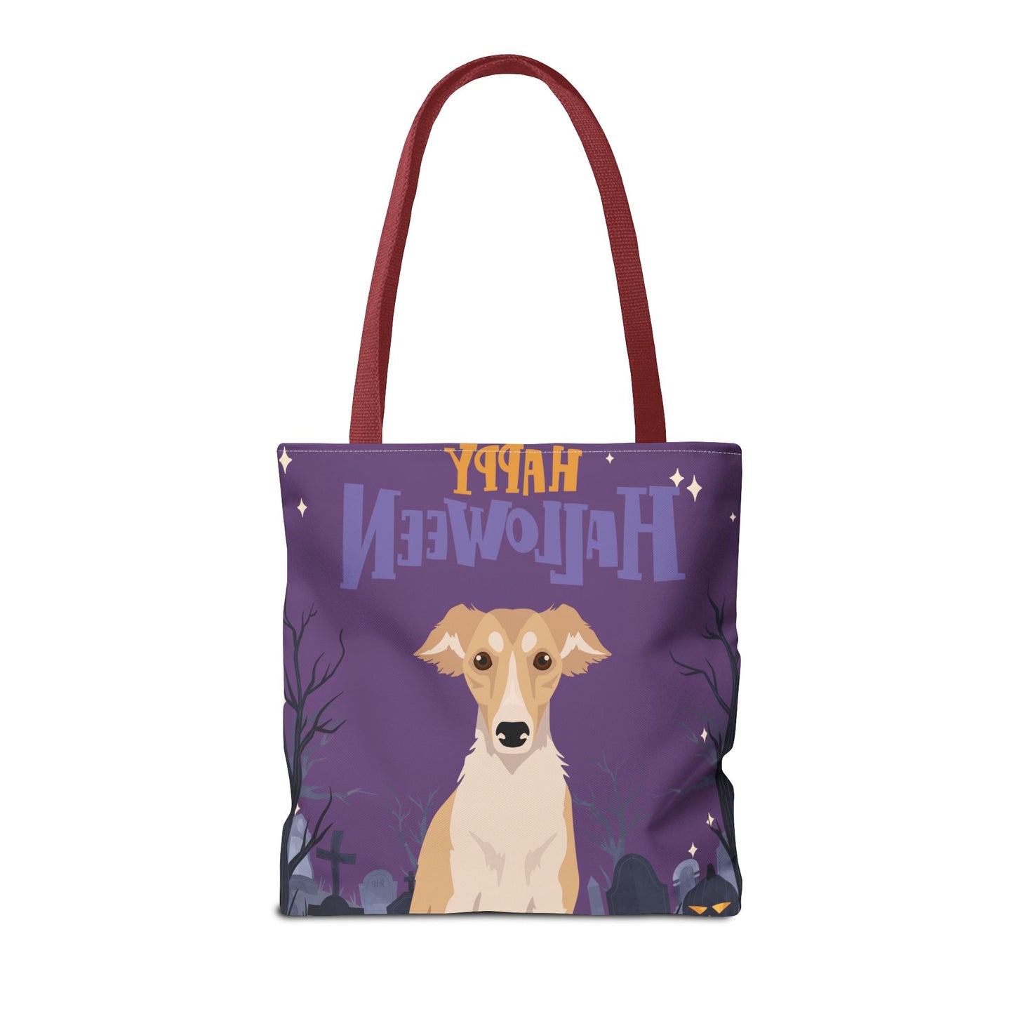 Silken Windhound Dog Happy Halloween Tote Bag 16x16