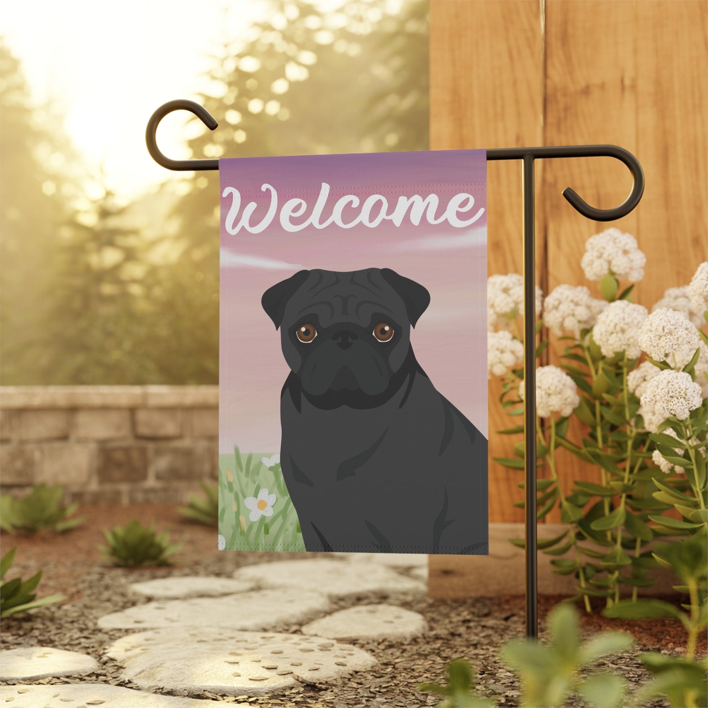 Pug Dog Welcome Garden Flag