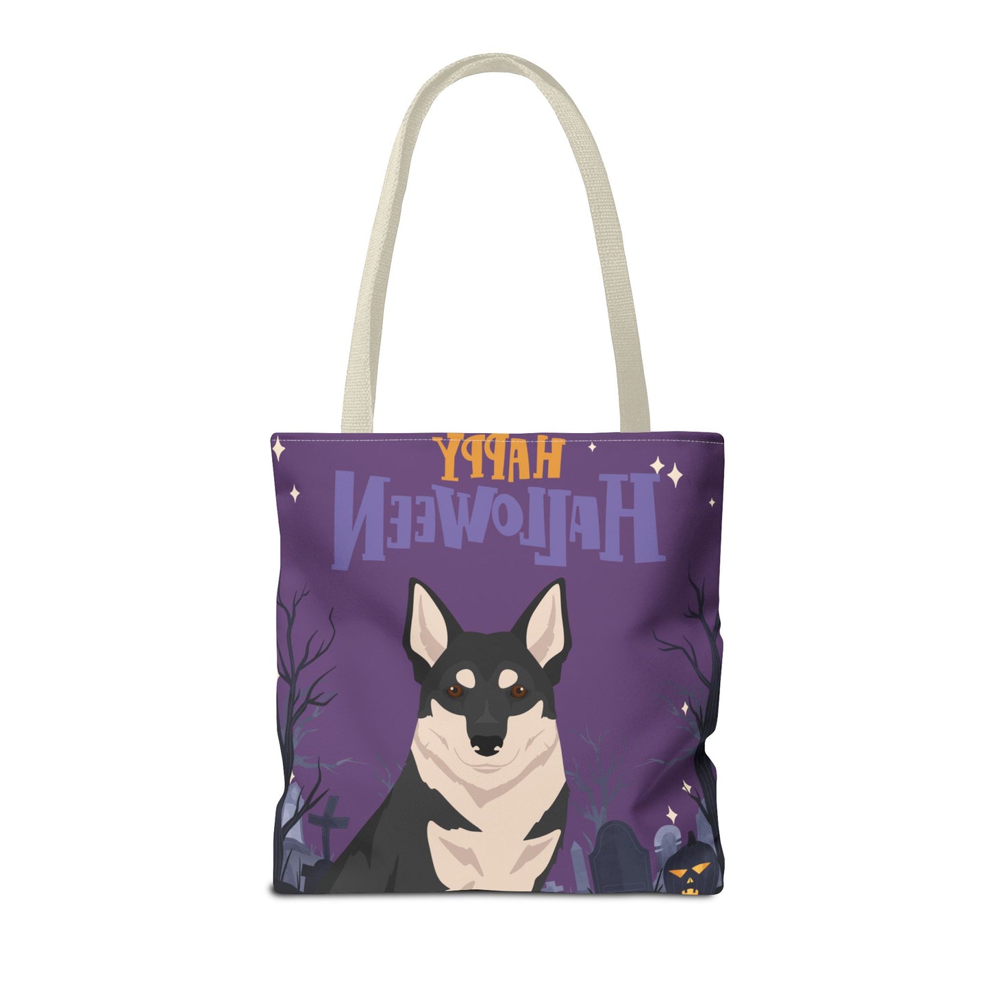 Swedish Elkhound Dog Happy Halloween Tote Bag 16x16
