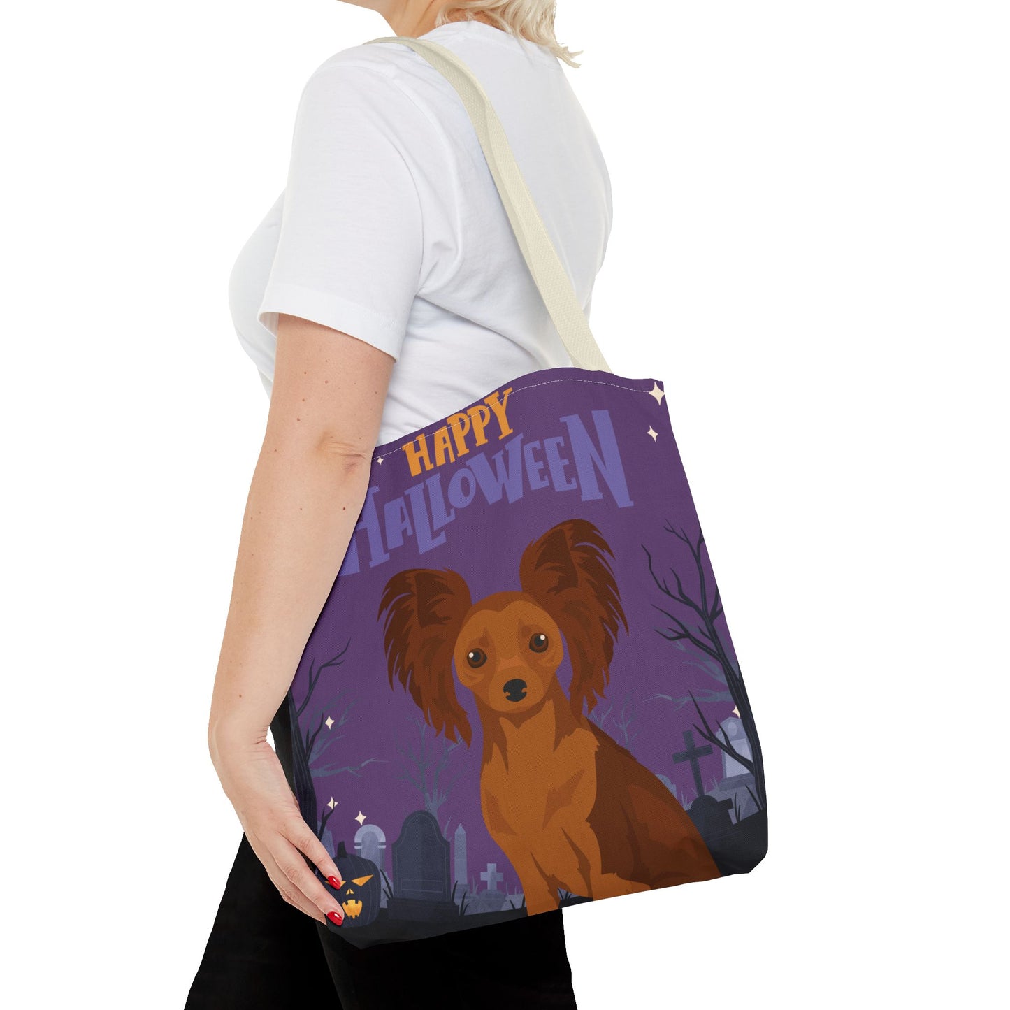 Russian Toy Terrier Dog Happy Halloween Tote Bag 16x16
