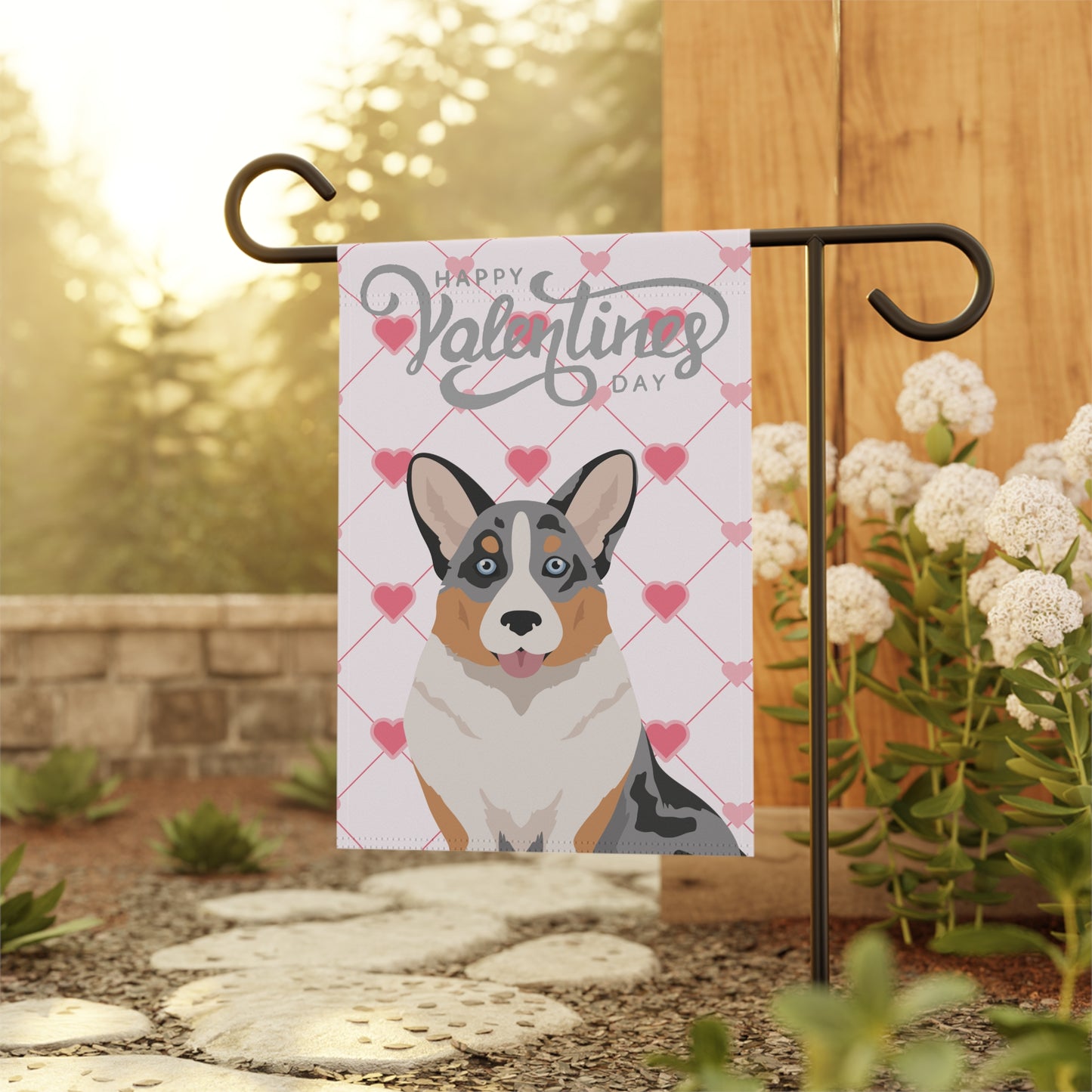 Cardigan Welsh Corgi Dog Valentines Day Garden Flag