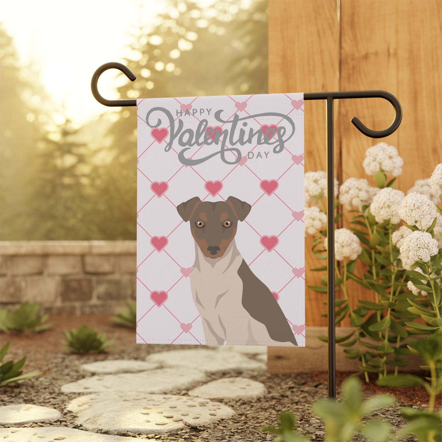 Brazilian Terrier Dog Valentines Day Garden Flag